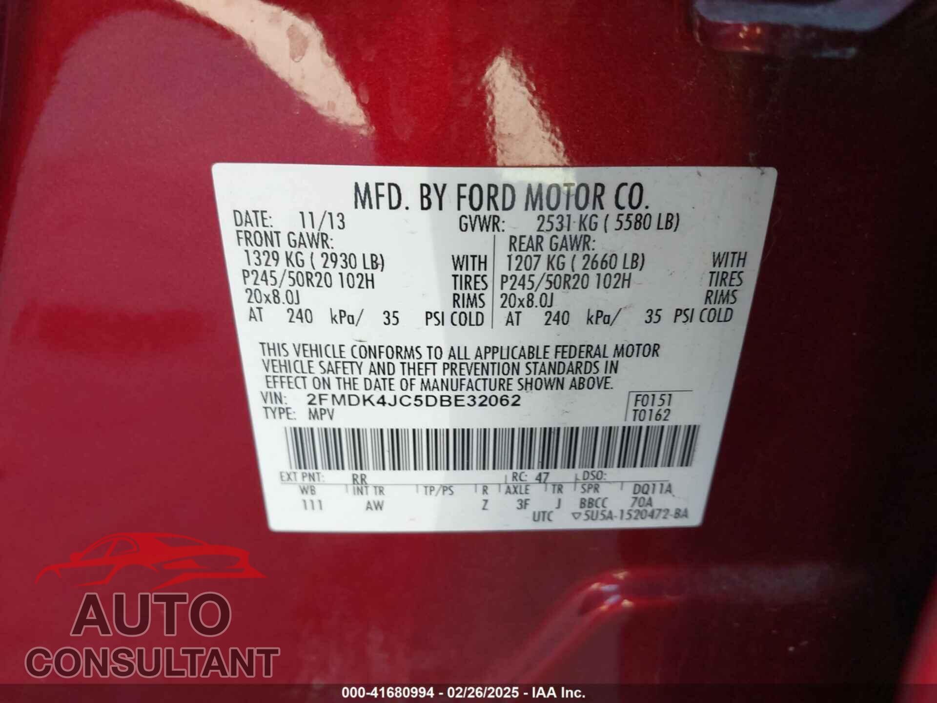 FORD EDGE 2013 - 2FMDK4JC5DBE32062