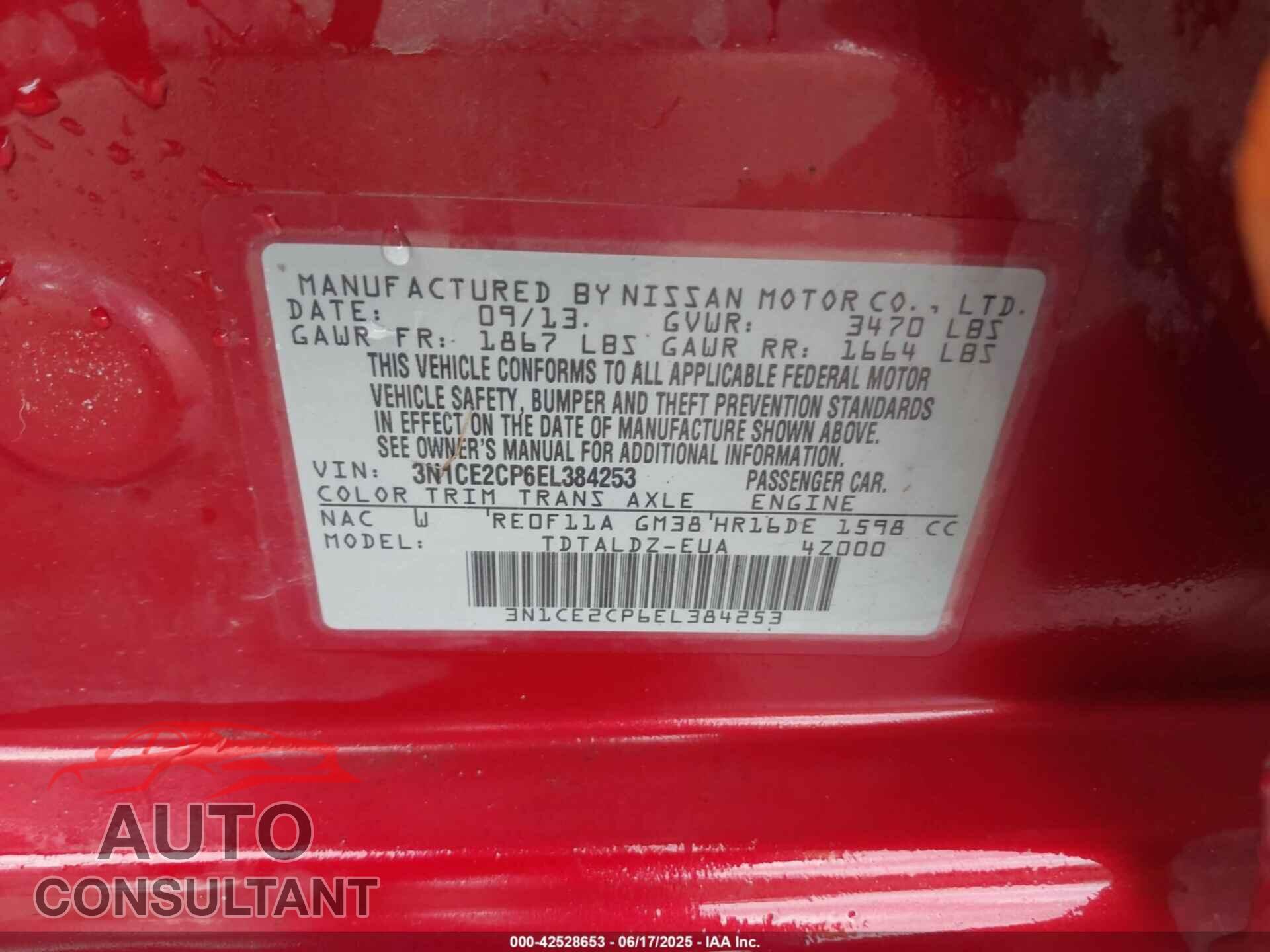 NISSAN VERSA NOTE 2014 - 3N1CE2CP6EL384253