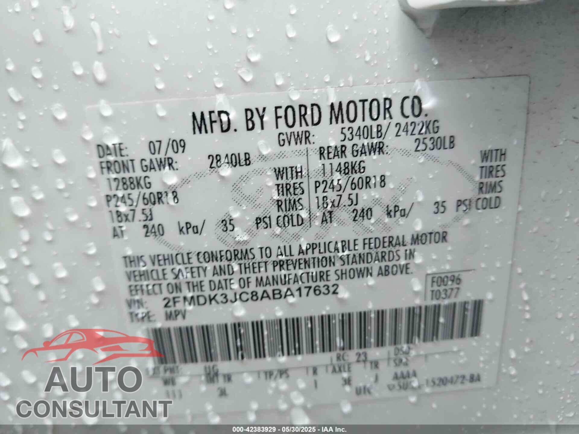 FORD EDGE 2010 - 2FMDK3JC8ABA17632
