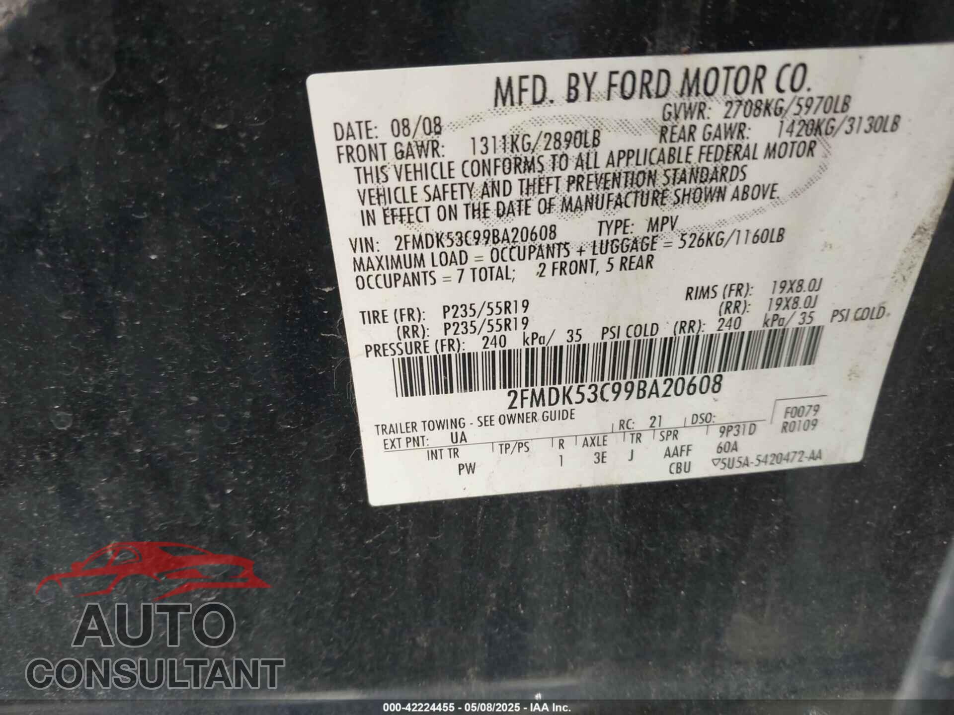 FORD FLEX 2009 - 2FMDK53C99BA20608