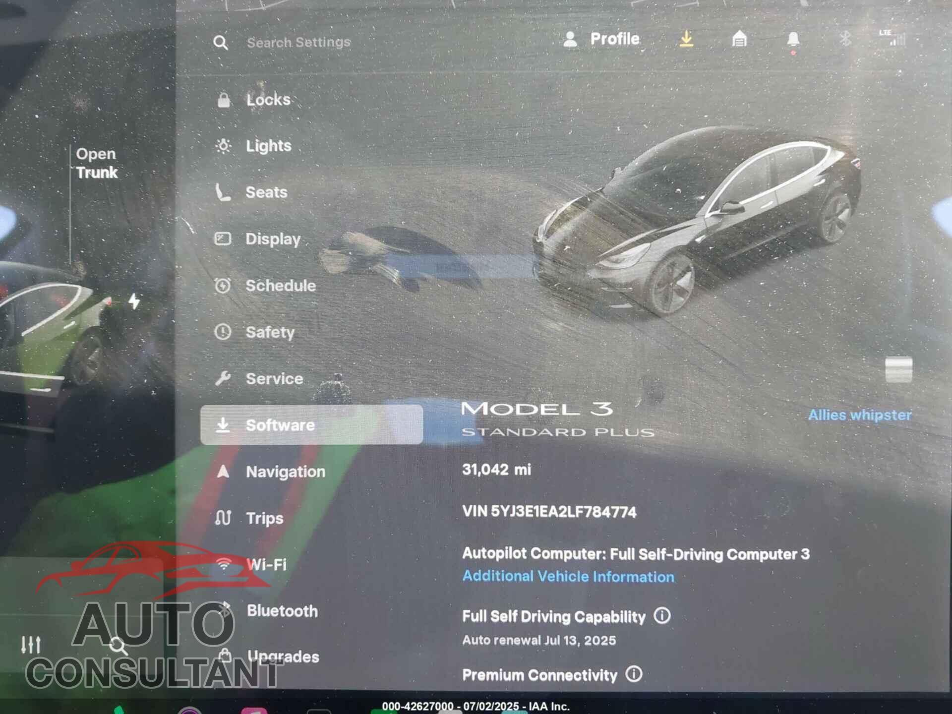 TESLA MODEL 3 2020 - 5YJ3E1EA2LF784774