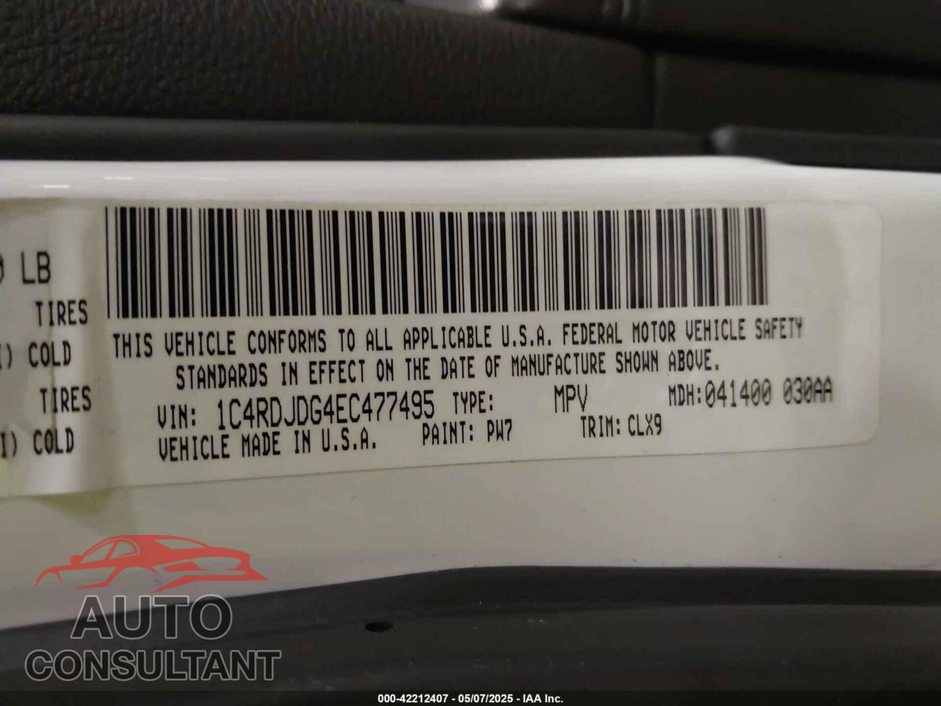 DODGE DURANGO 2014 - 1C4RDJDG4EC477495