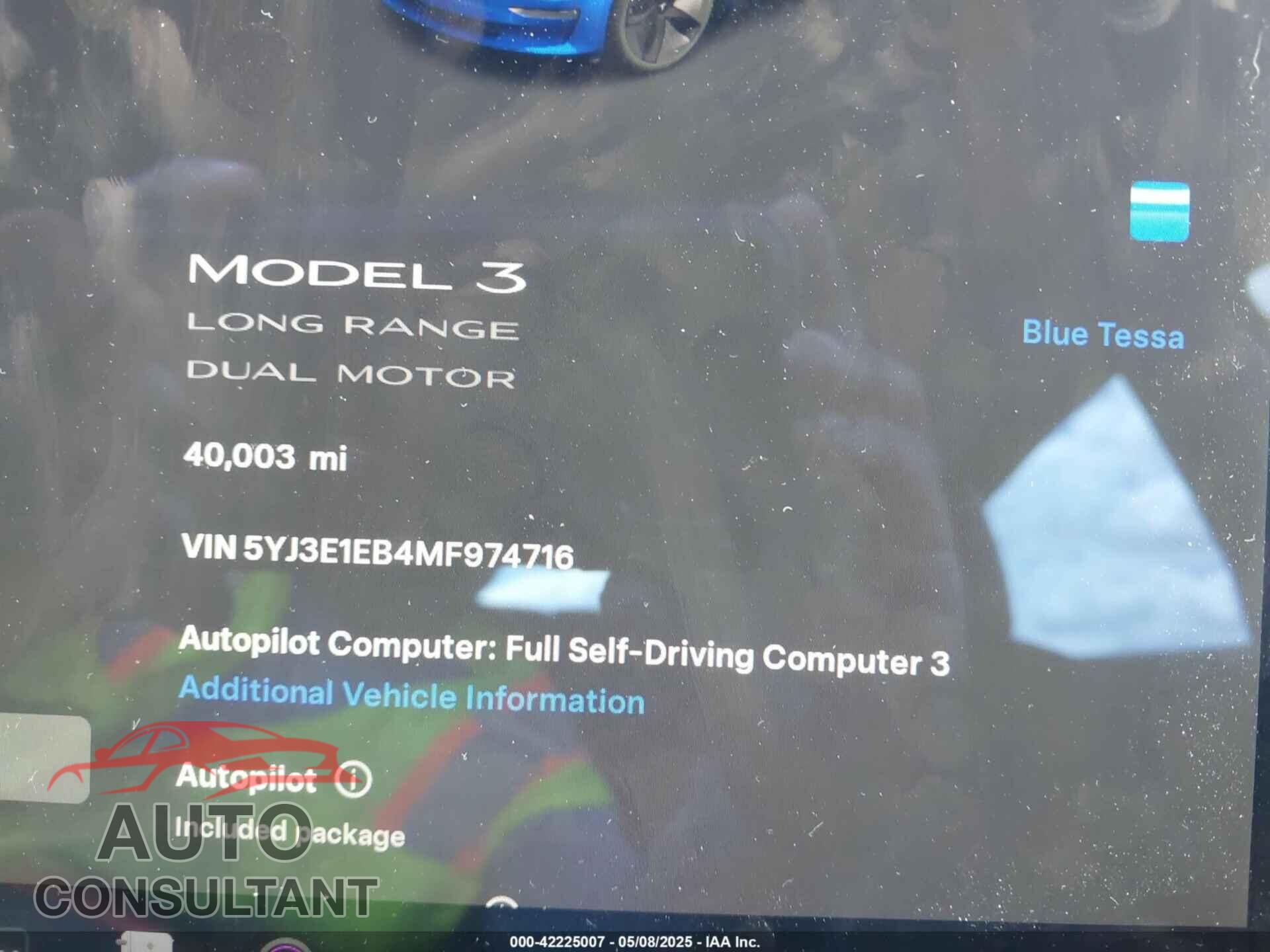 TESLA MODEL 3 2021 - 5YJ3E1EB4MF974716