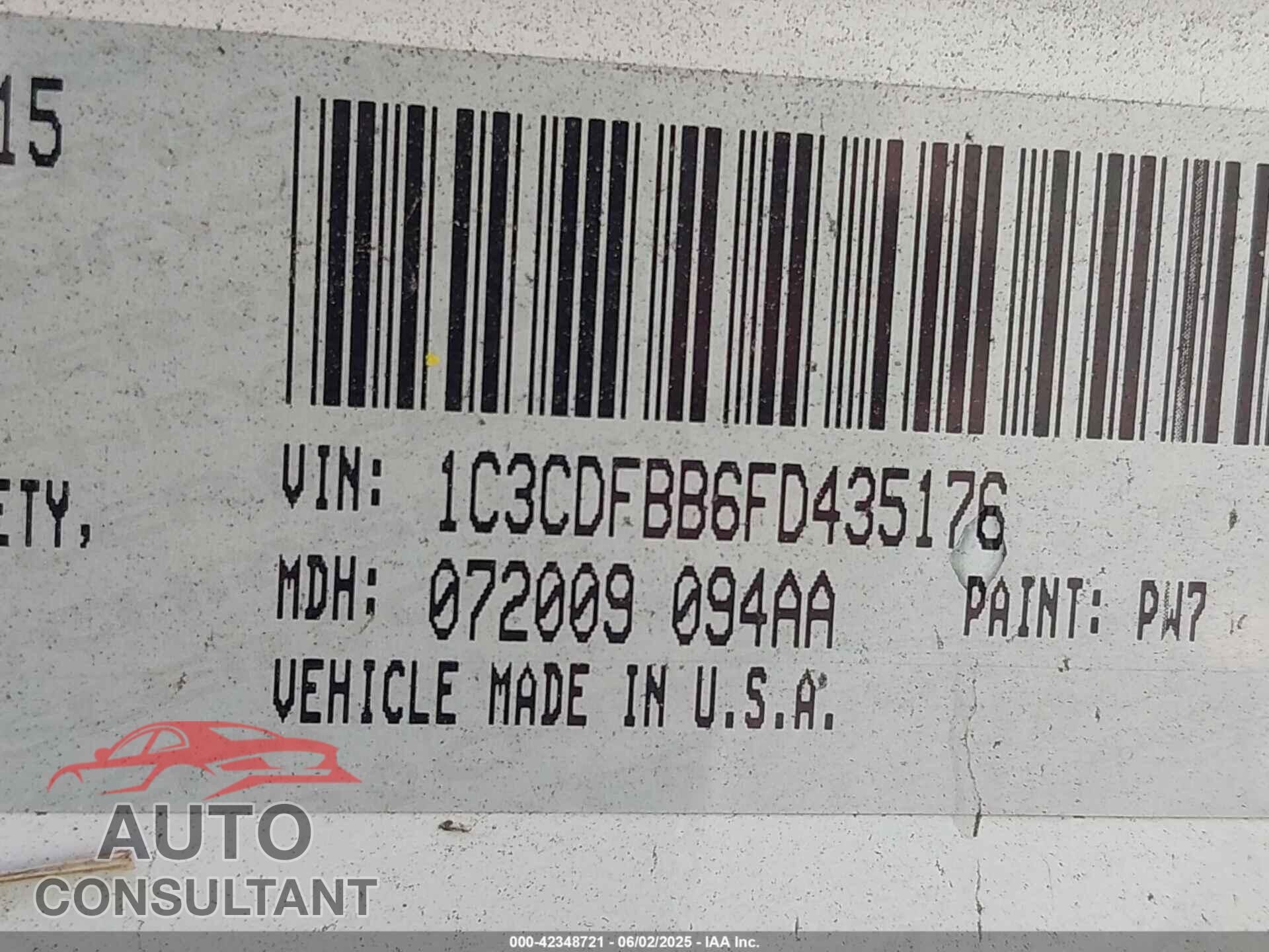 DODGE DART 2015 - 1C3CDFBB6FD435176
