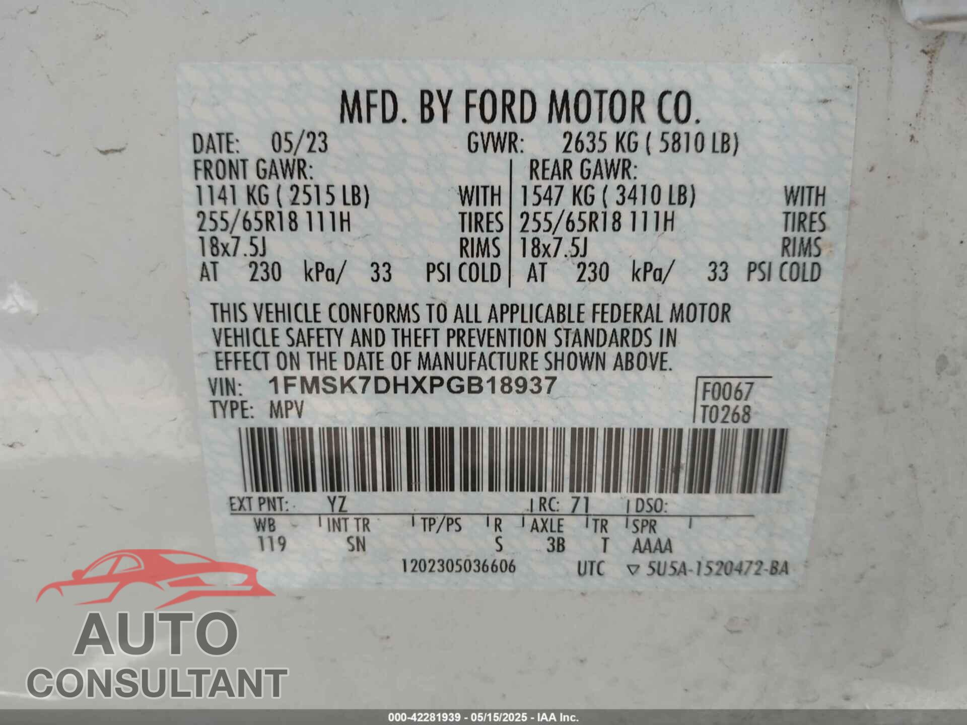 FORD EXPLORER 2023 - 1FMSK7DHXPGB18937