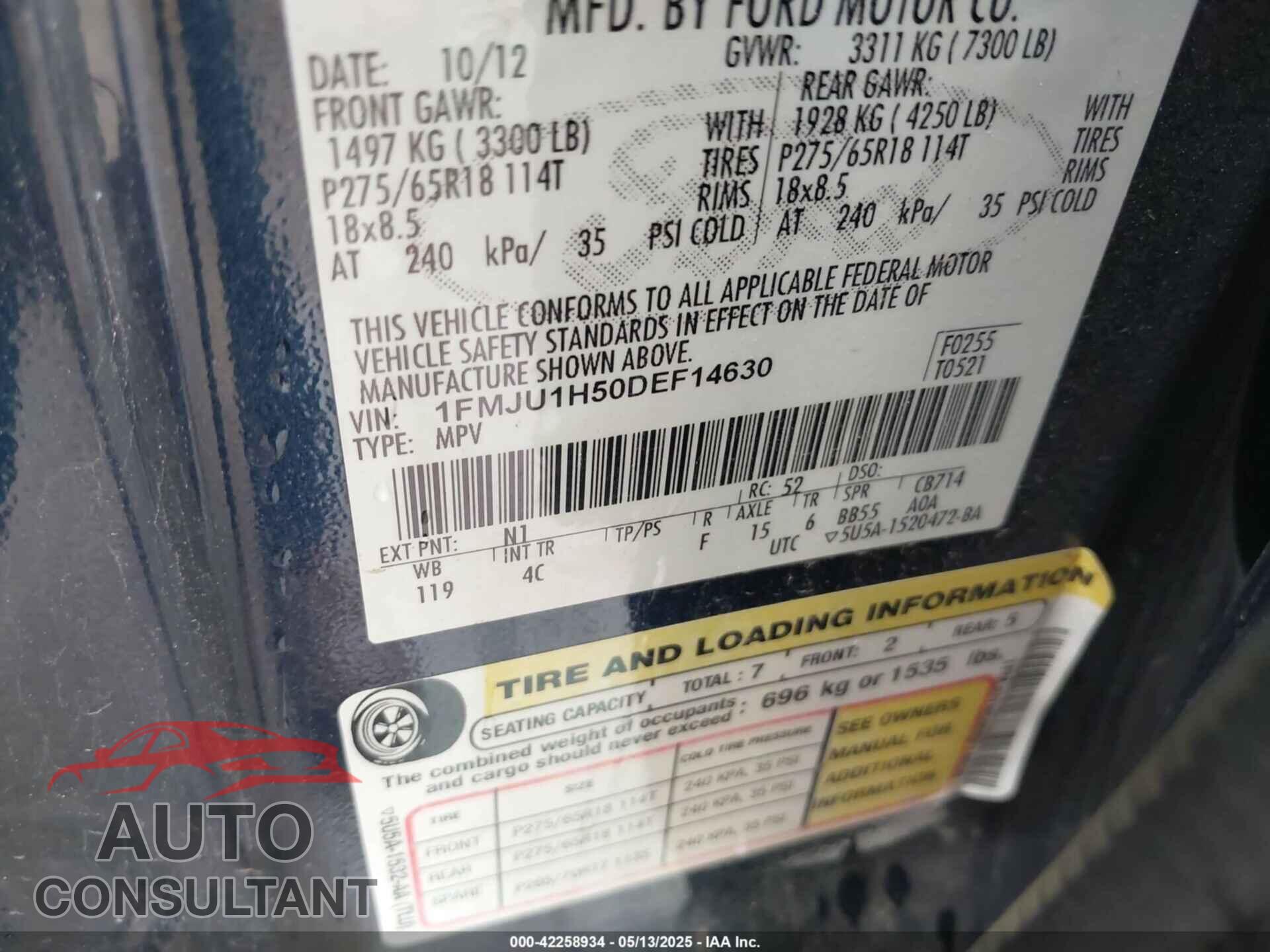 FORD EXPEDITION 2013 - 1FMJU1H50DEF14630