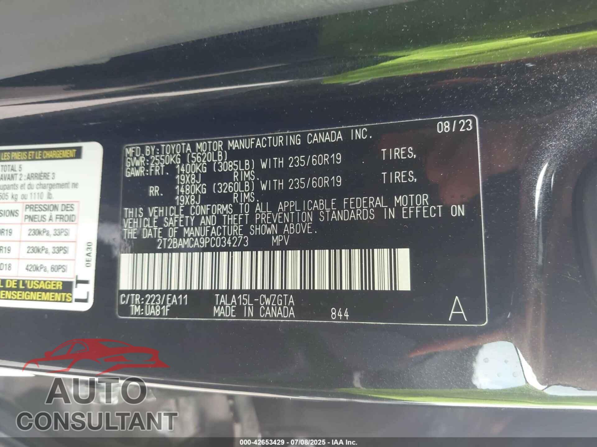 LEXUS RX 350 2023 - 2T2BAMCA9PC034273
