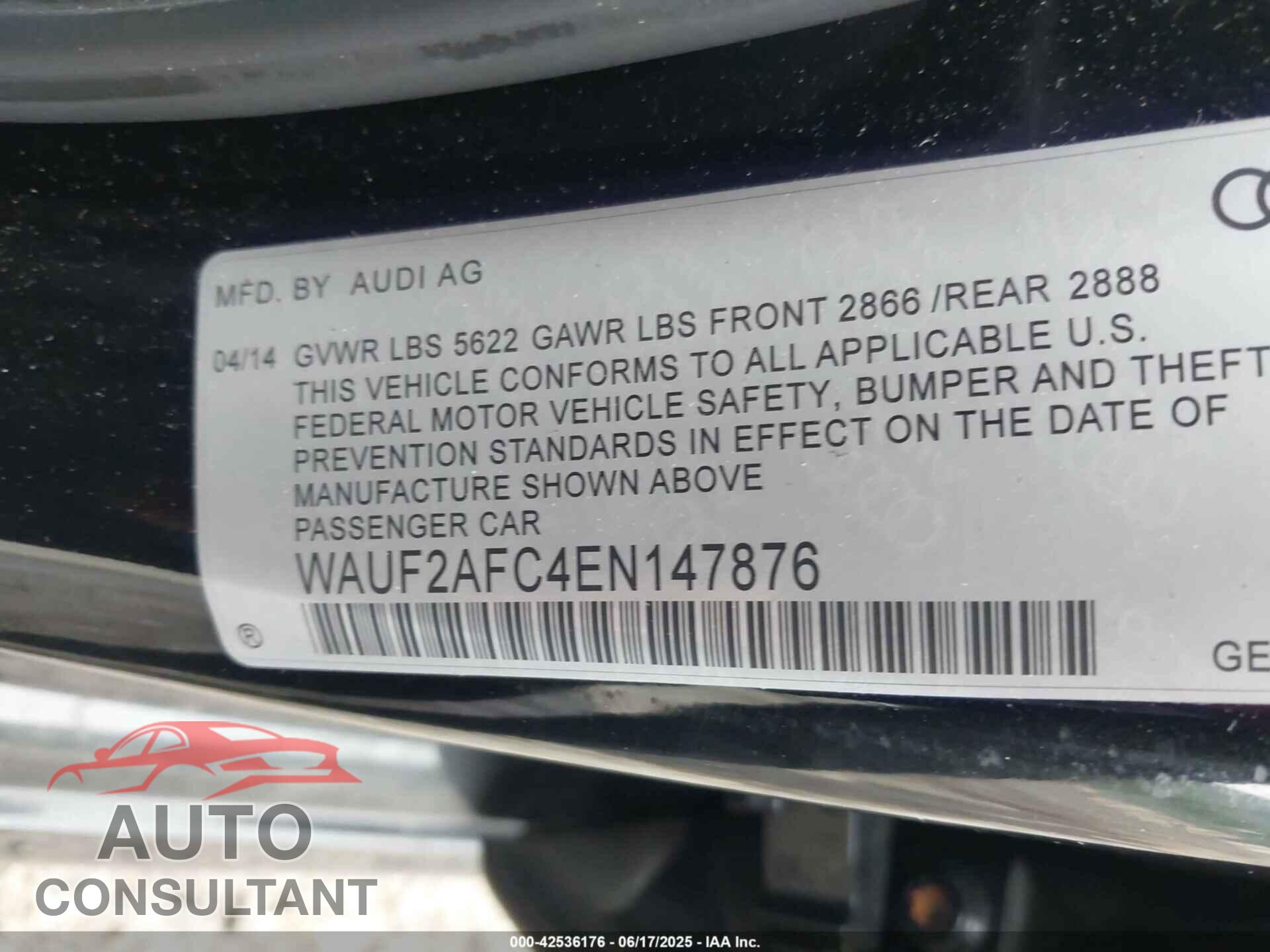 AUDI S6 2014 - WAUF2AFC4EN147876