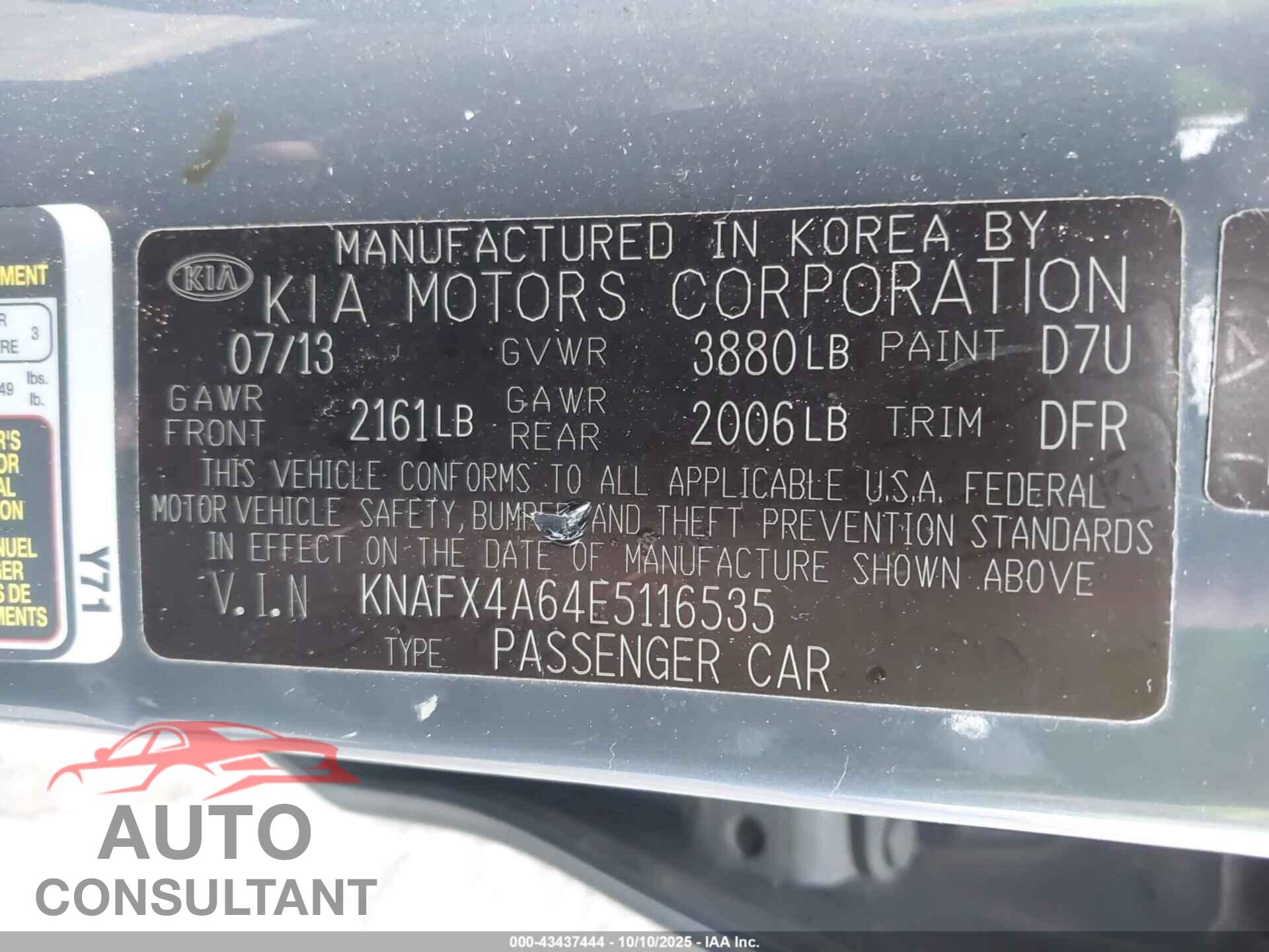 KIA FORTE 2014 - KNAFX4A64E5116535