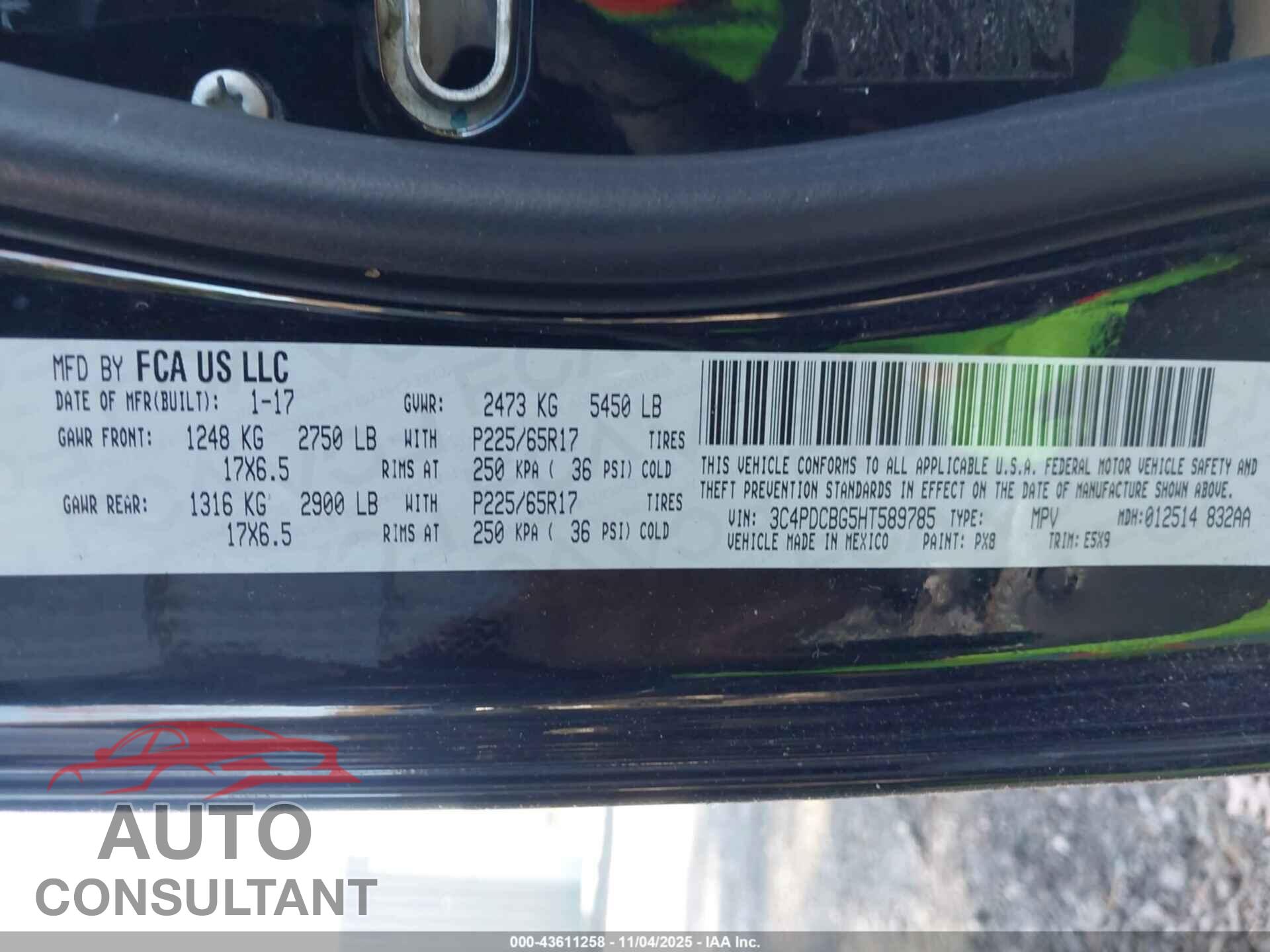 DODGE JOURNEY 2017 - 3C4PDCBG5HT589785