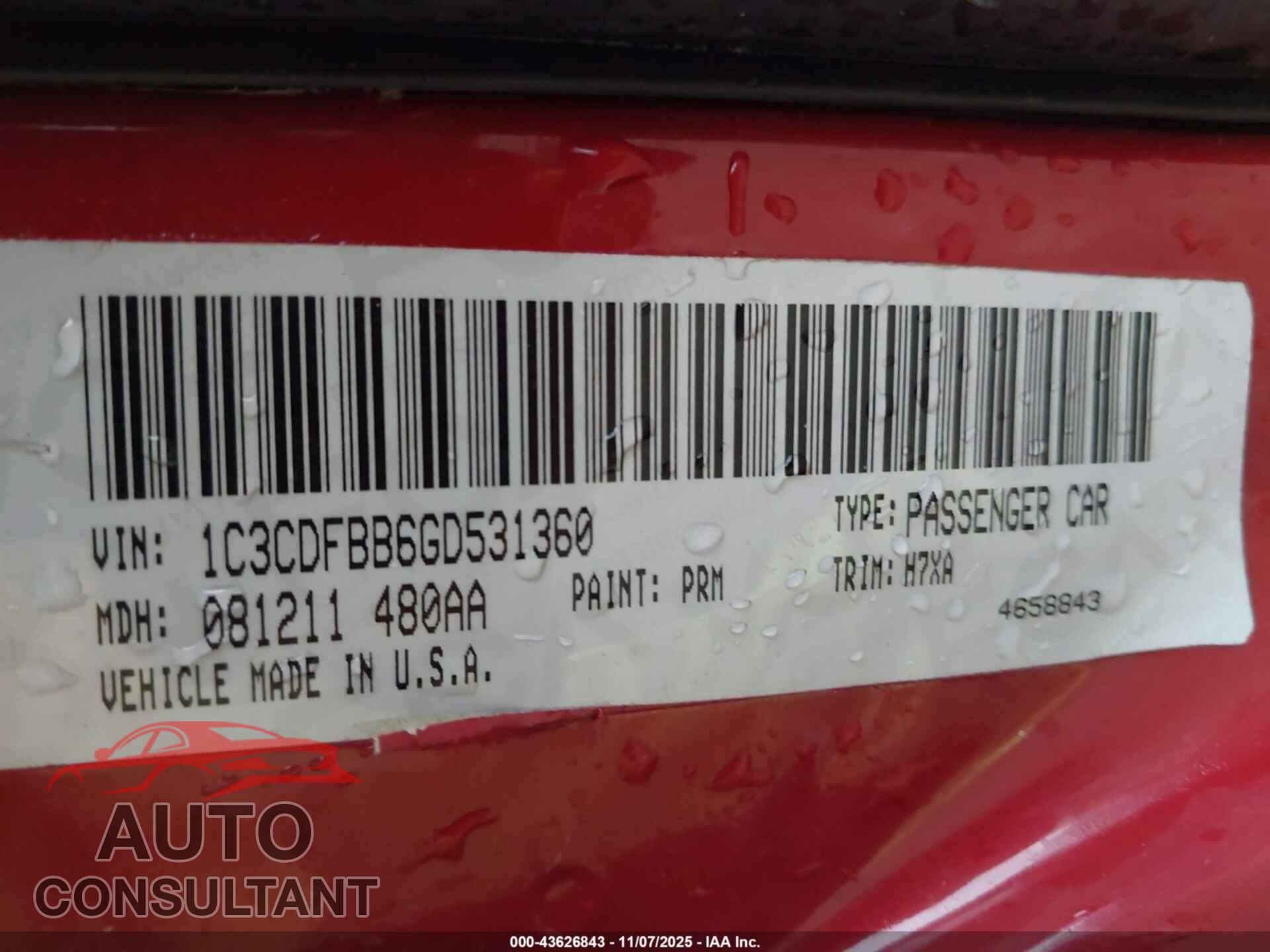 DODGE DART 2016 - 1C3CDFBB6GD531360