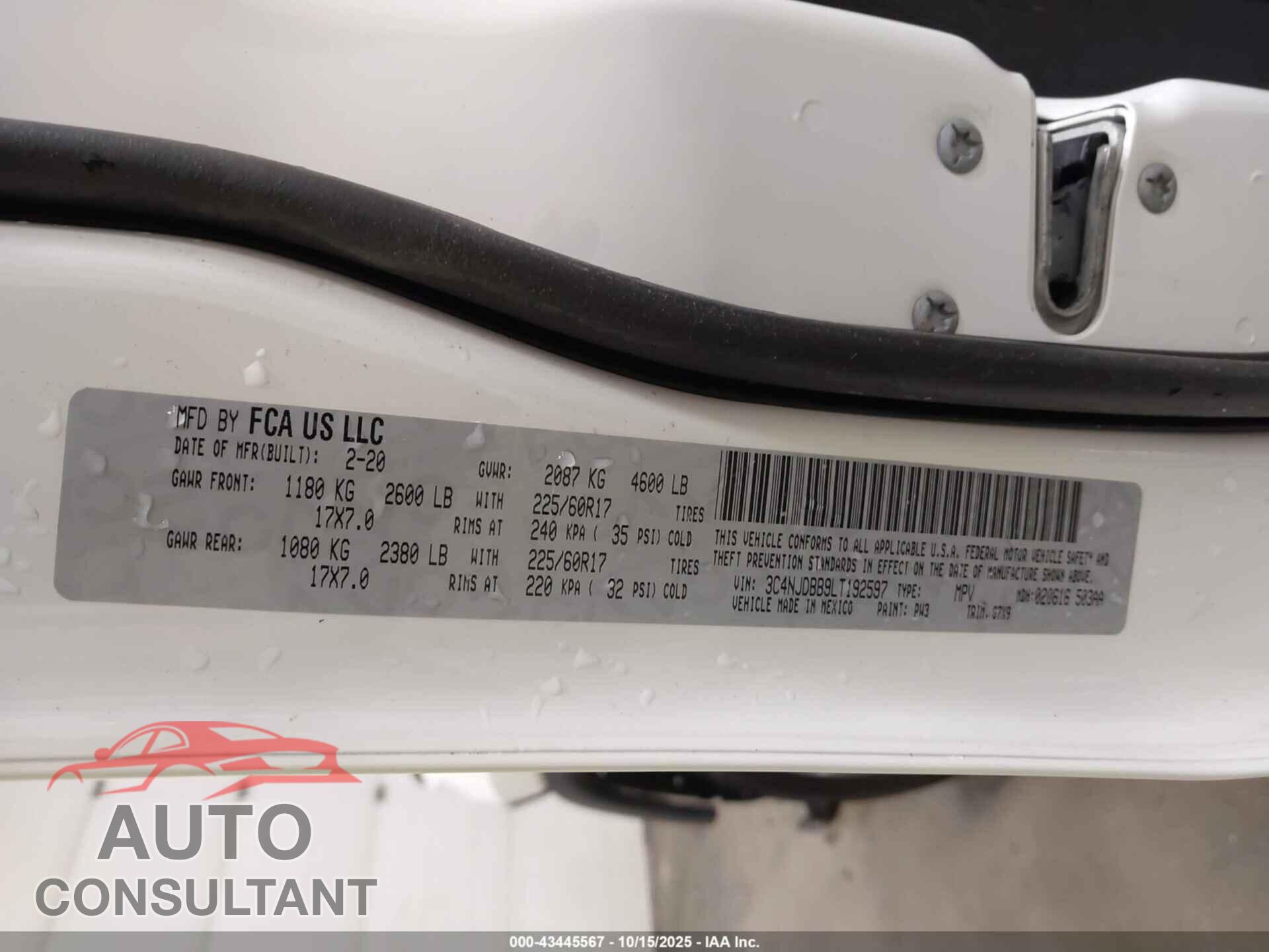 JEEP COMPASS 2020 - 3C4NJDBB9LT192597