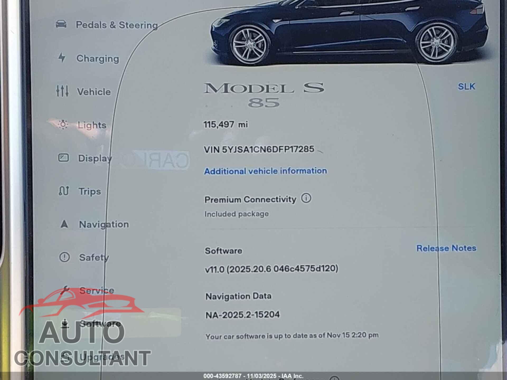 TESLA MODEL S 2013 - 5YJSA1CN6DFP17285