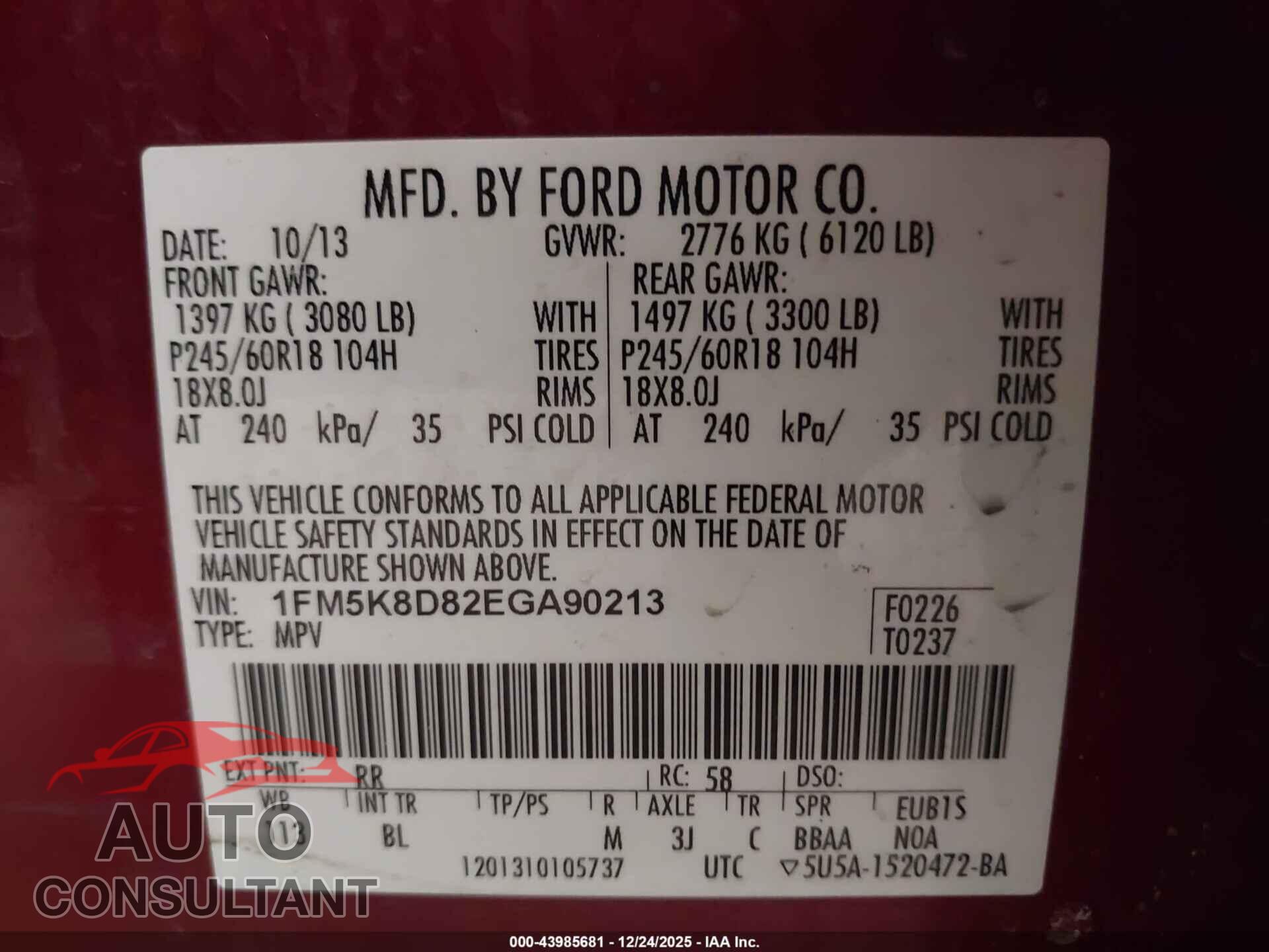 FORD EXPLORER 2014 - 1FM5K8D82EGA90213