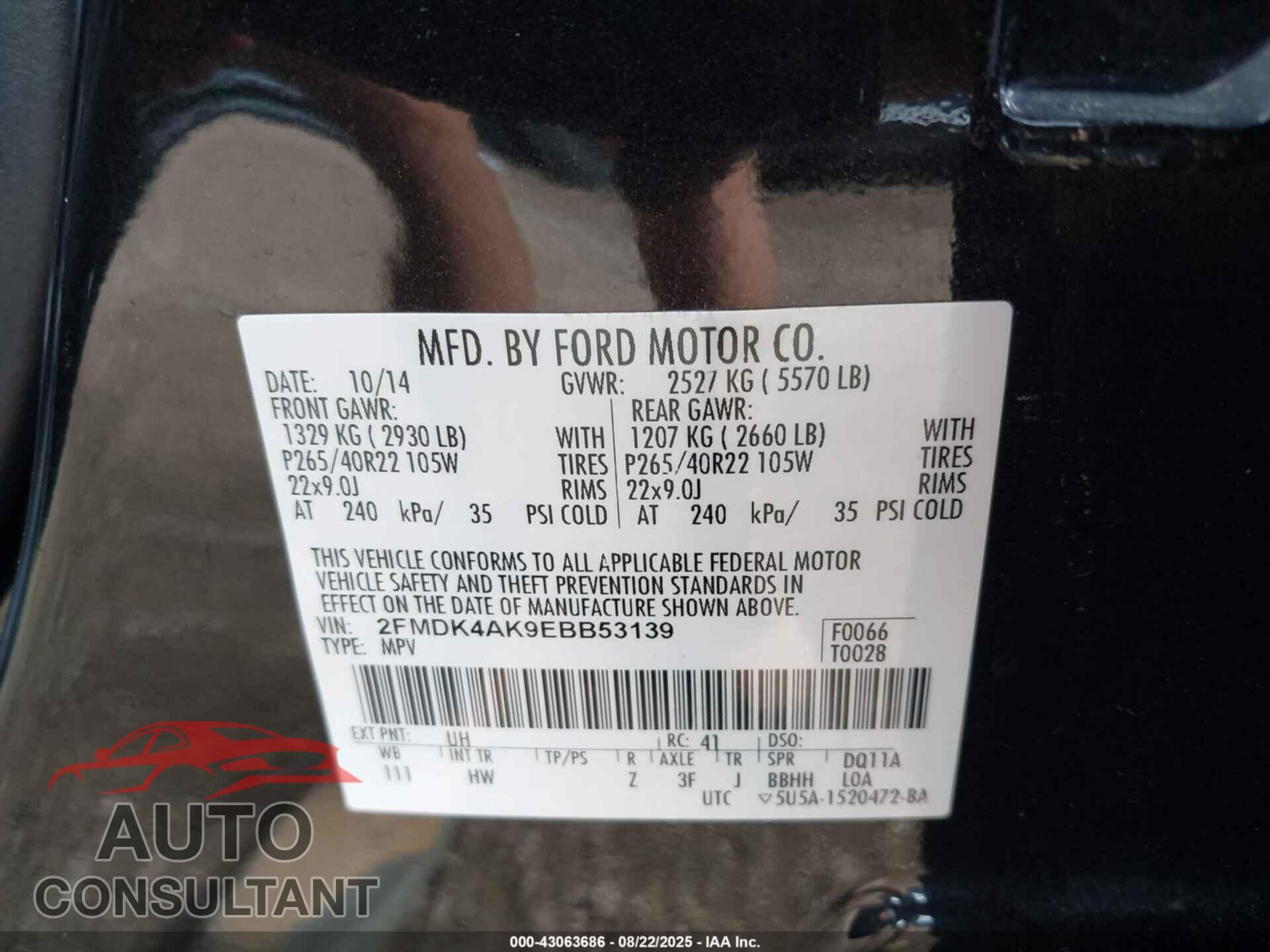 FORD EDGE 2014 - 2FMDK4AK9EBB53139