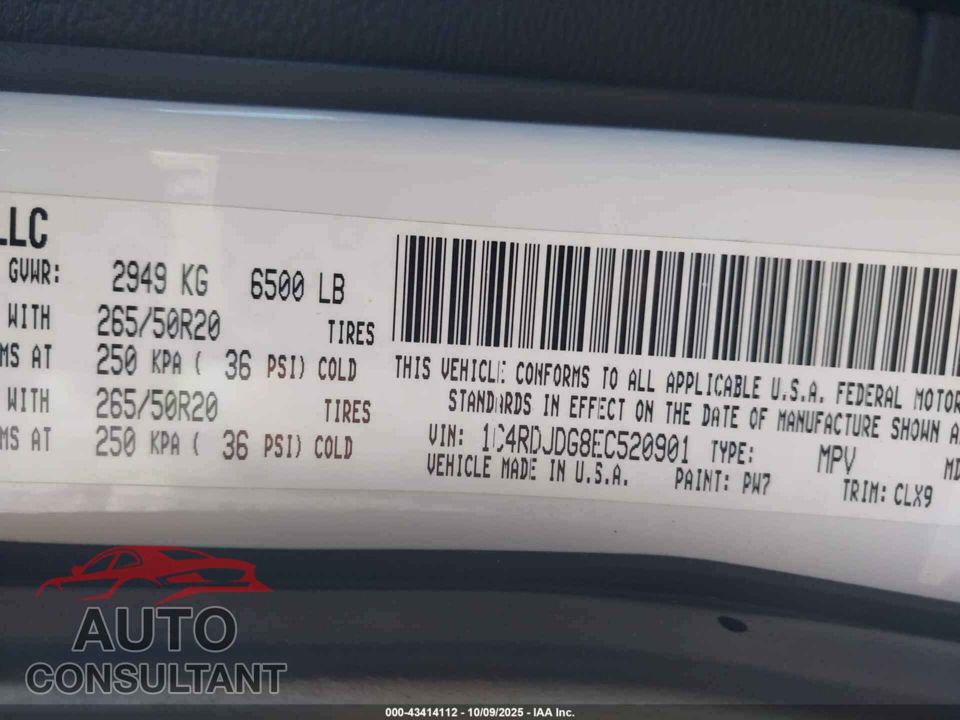 DODGE DURANGO 2014 - 1C4RDJDG8EC520901