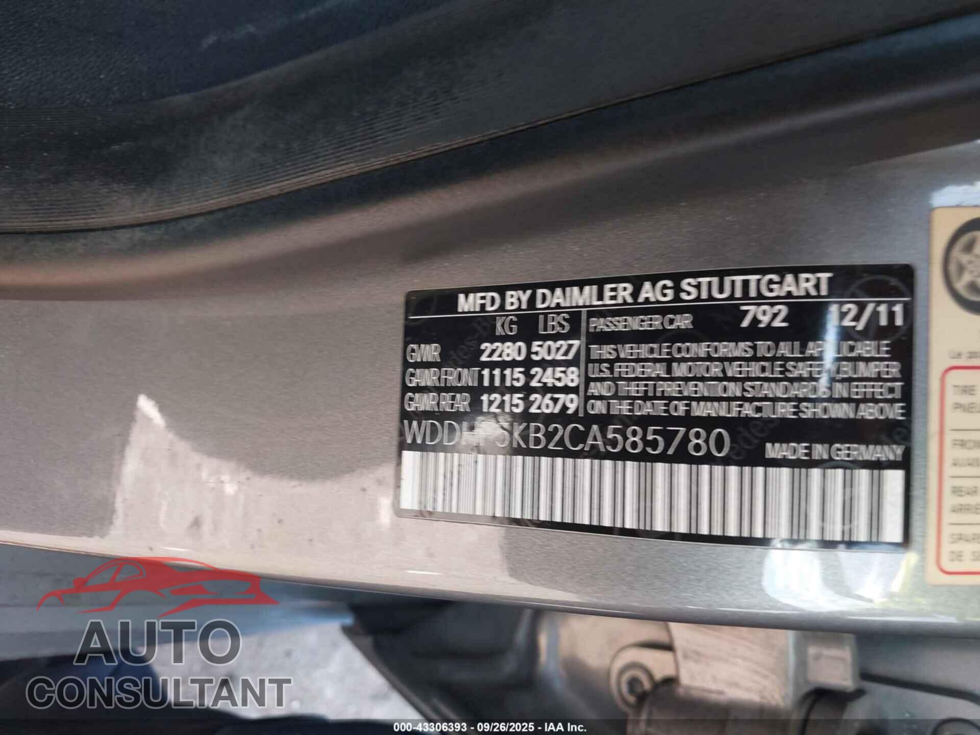 MERCEDES-BENZ E 350 2012 - WDDHF5KB2CA585780
