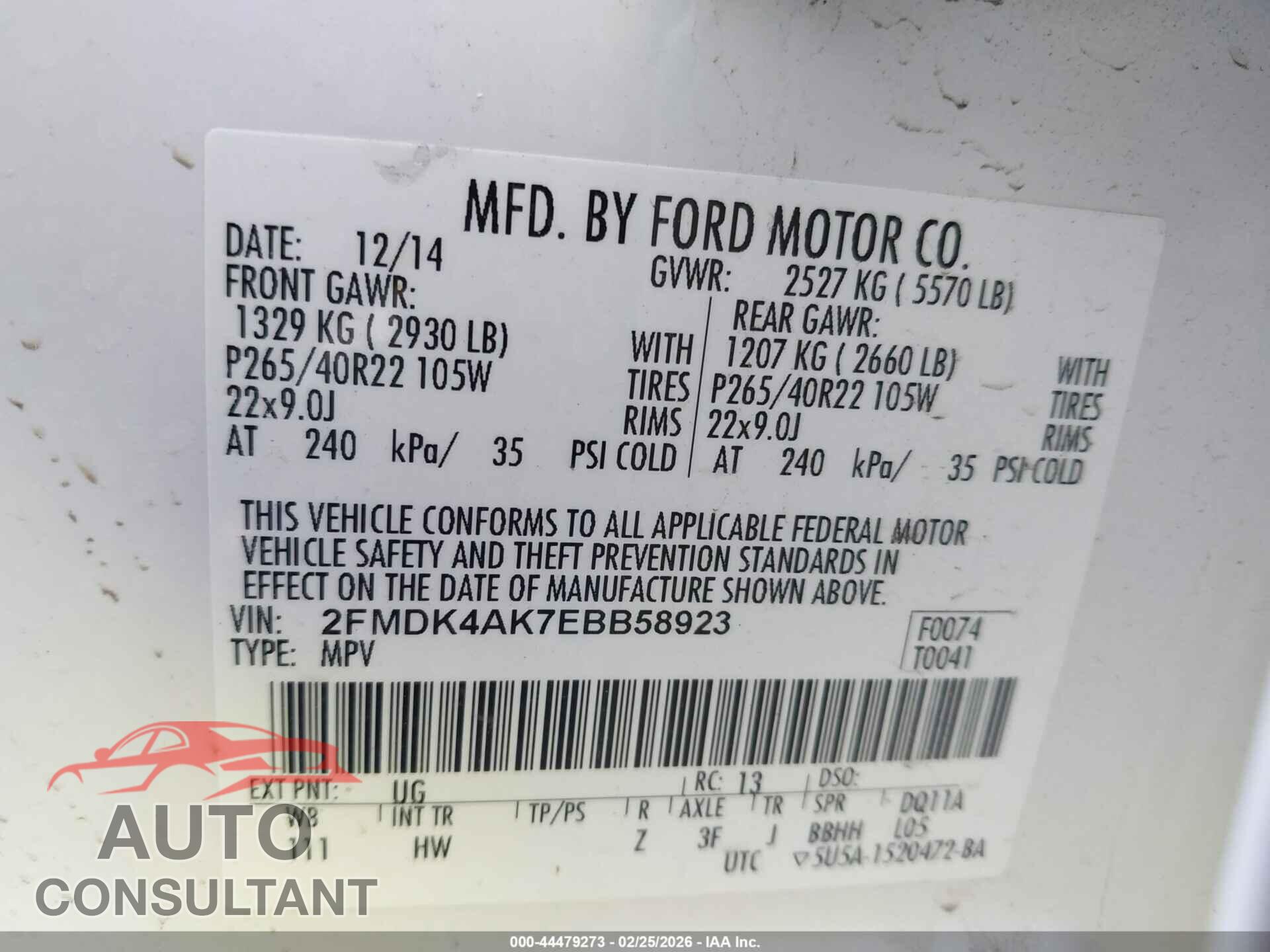 FORD EDGE 2014 - 2FMDK4AK7EBB58923