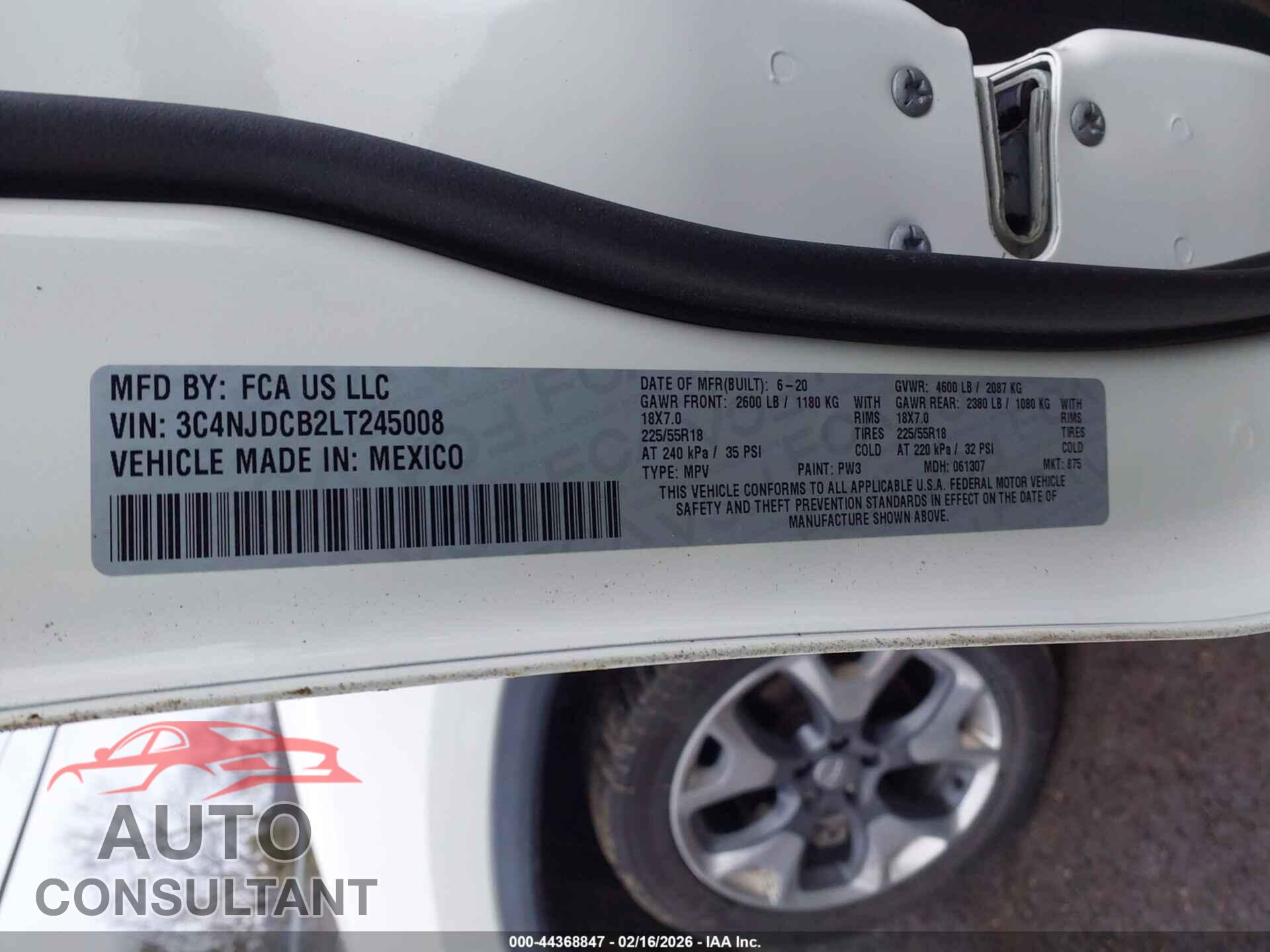 JEEP COMPASS 2020 - 3C4NJDCB2LT245008