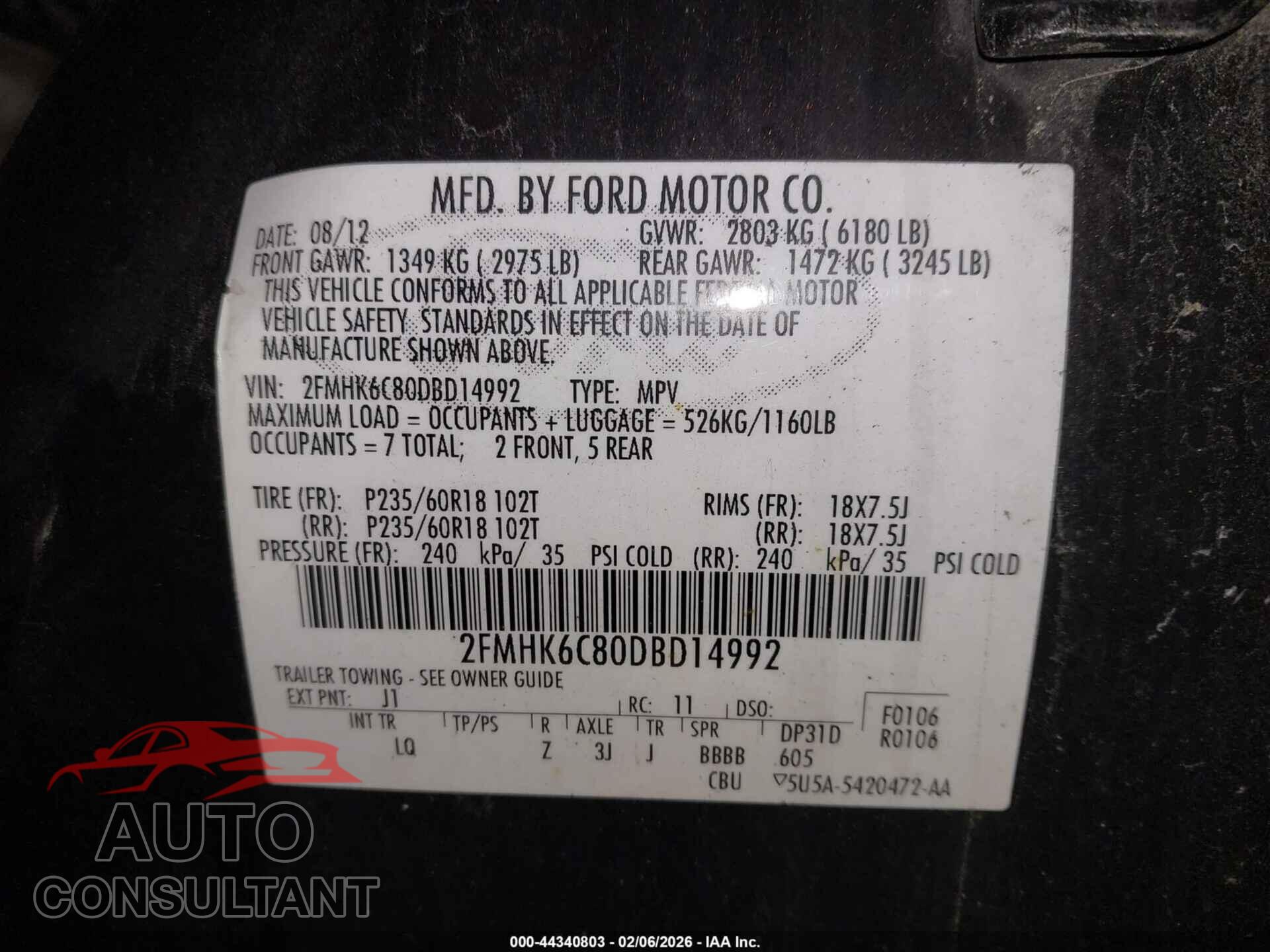 FORD FLEX 2013 - 2FMHK6C80DBD14992