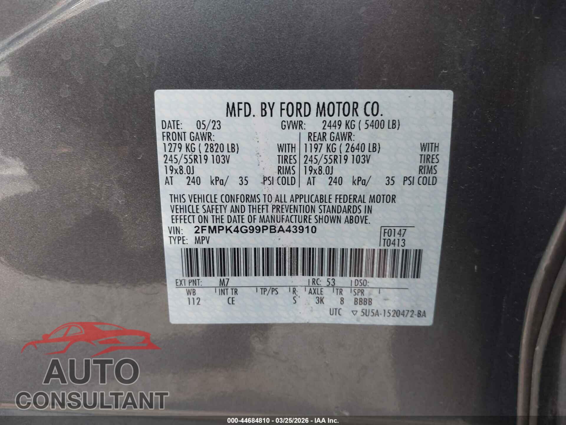 FORD EDGE 2023 - 2FMPK4G99PBA43910
