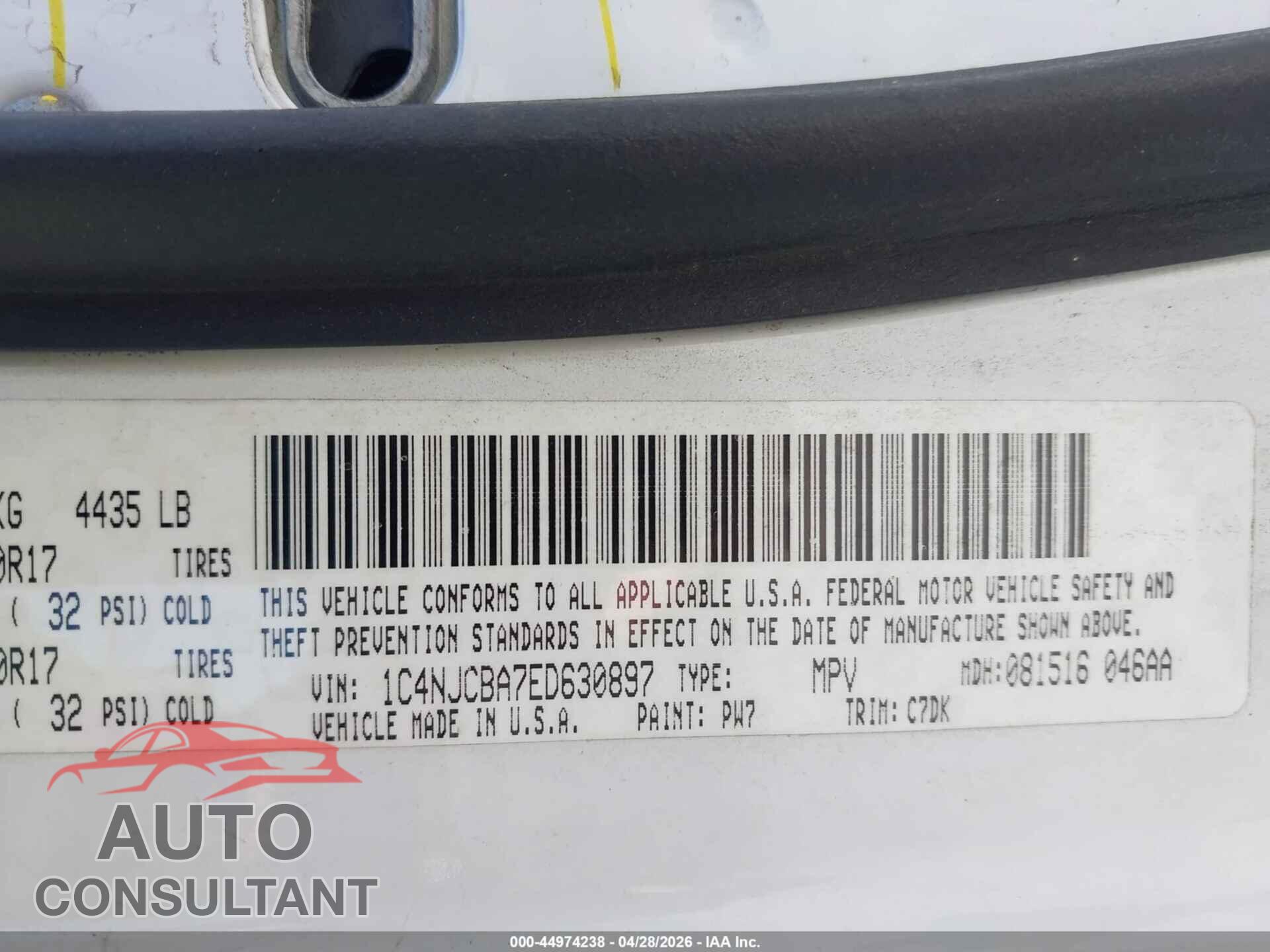 JEEP COMPASS 2014 - 1C4NJCBA7ED630897