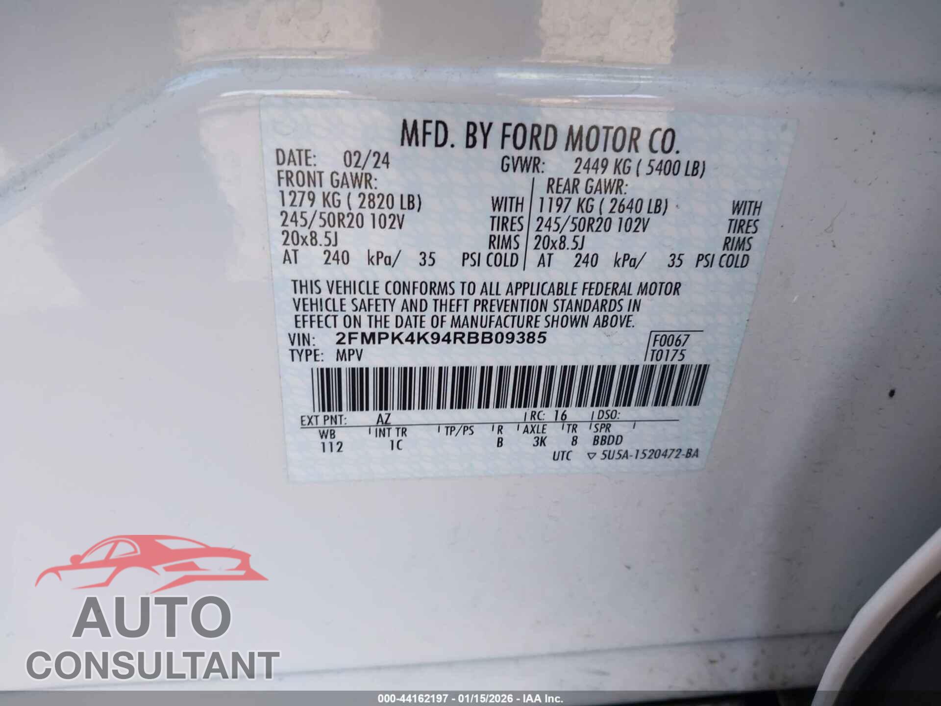 FORD EDGE 2024 - 2FMPK4K94RBB09385