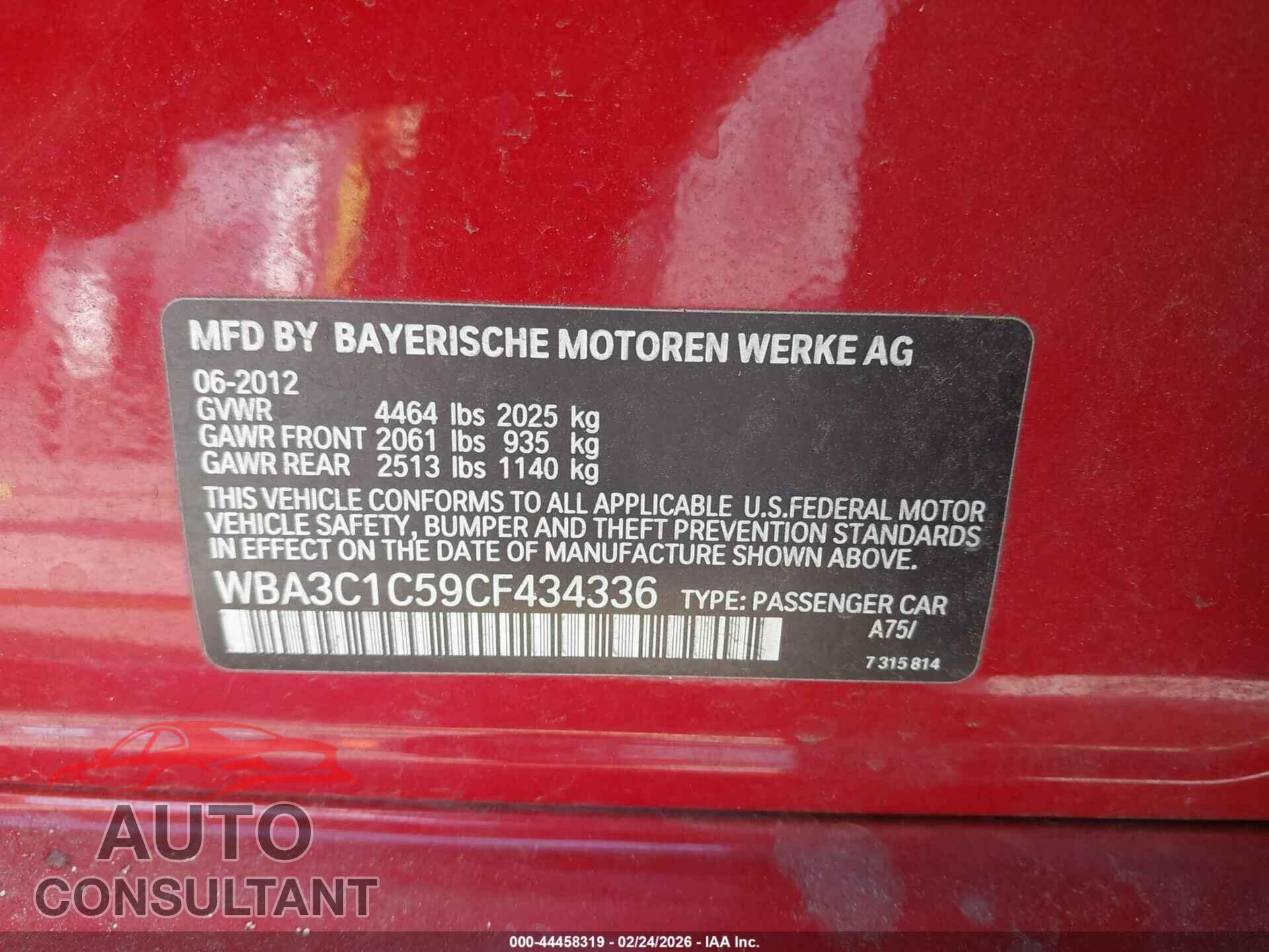 BMW 328I 2012 - WBA3C1C59CF434336