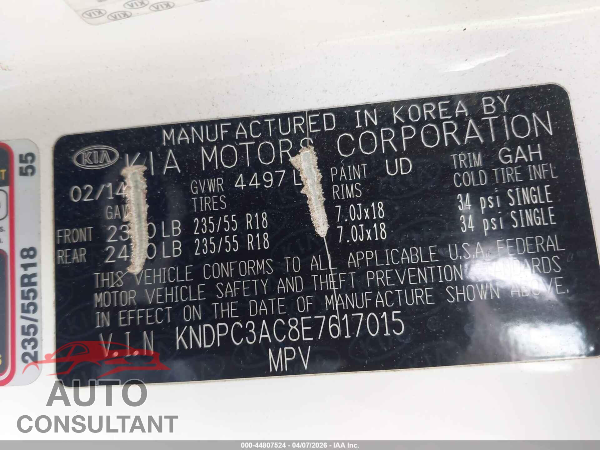 KIA SPORTAGE 2014 - KNDPC3AC8E7617015