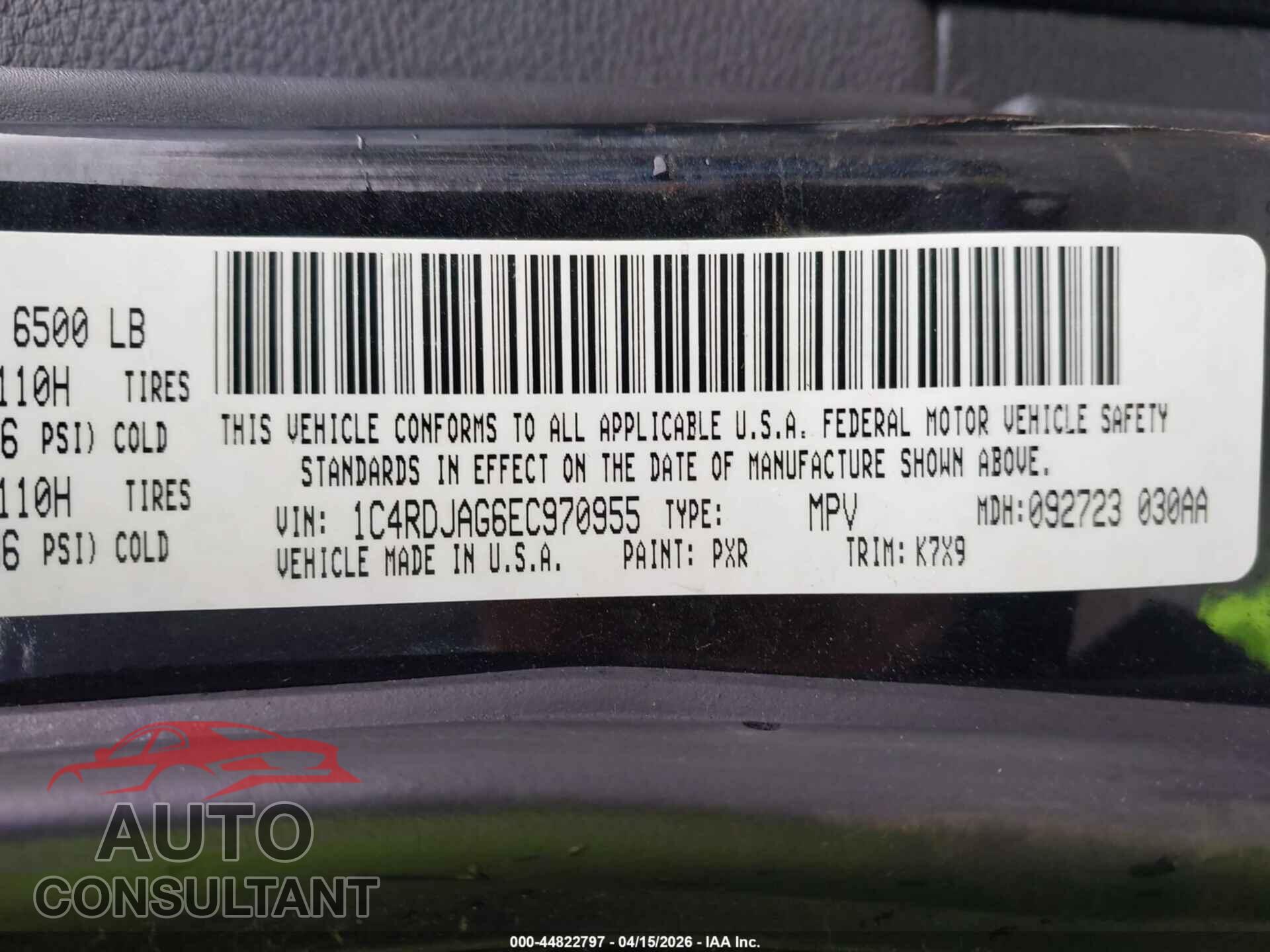 DODGE DURANGO 2014 - 1C4RDJAG6EC970955