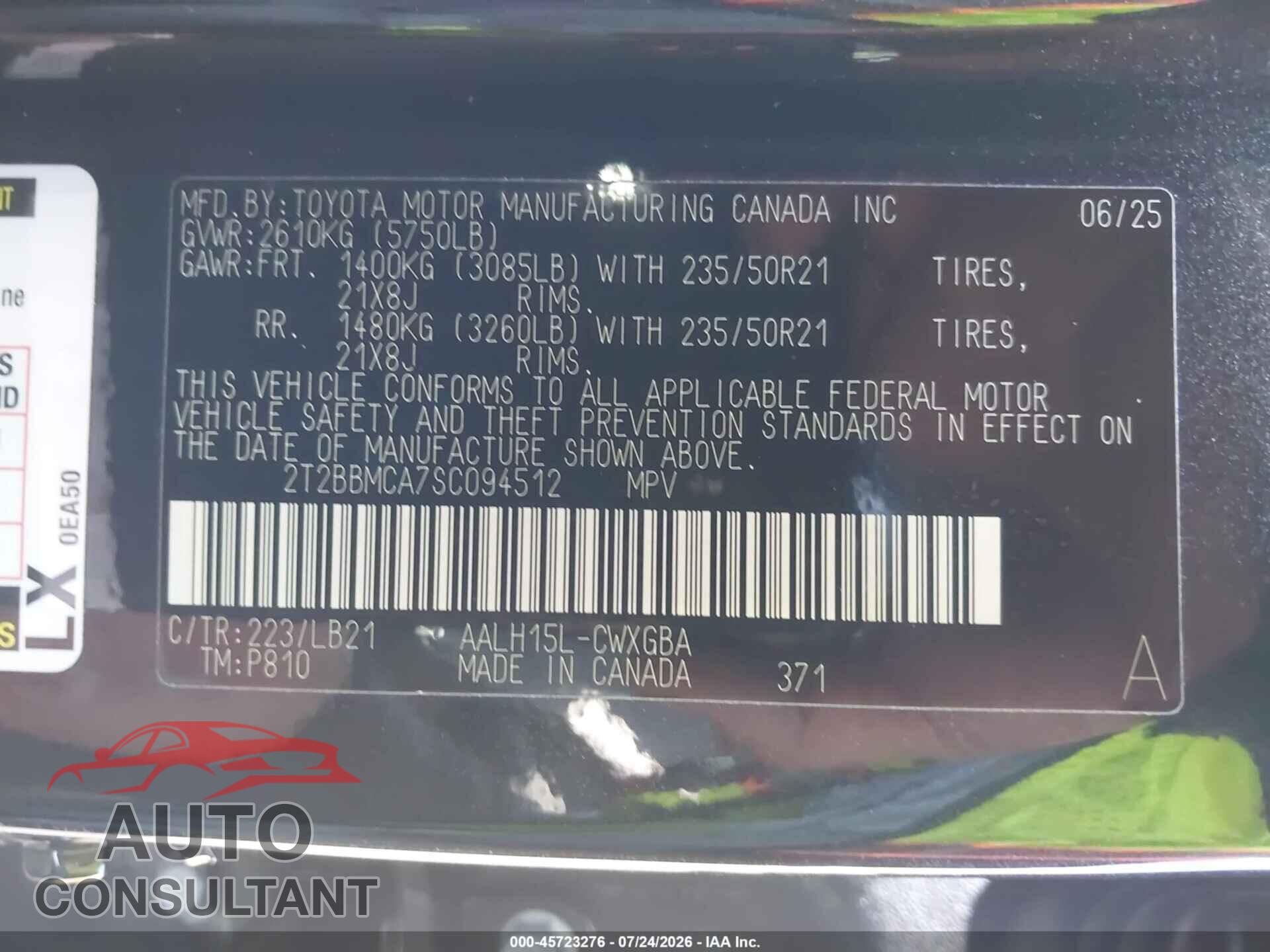 LEXUS RX 350H 2025 - 2T2BBMCA7SC094512
