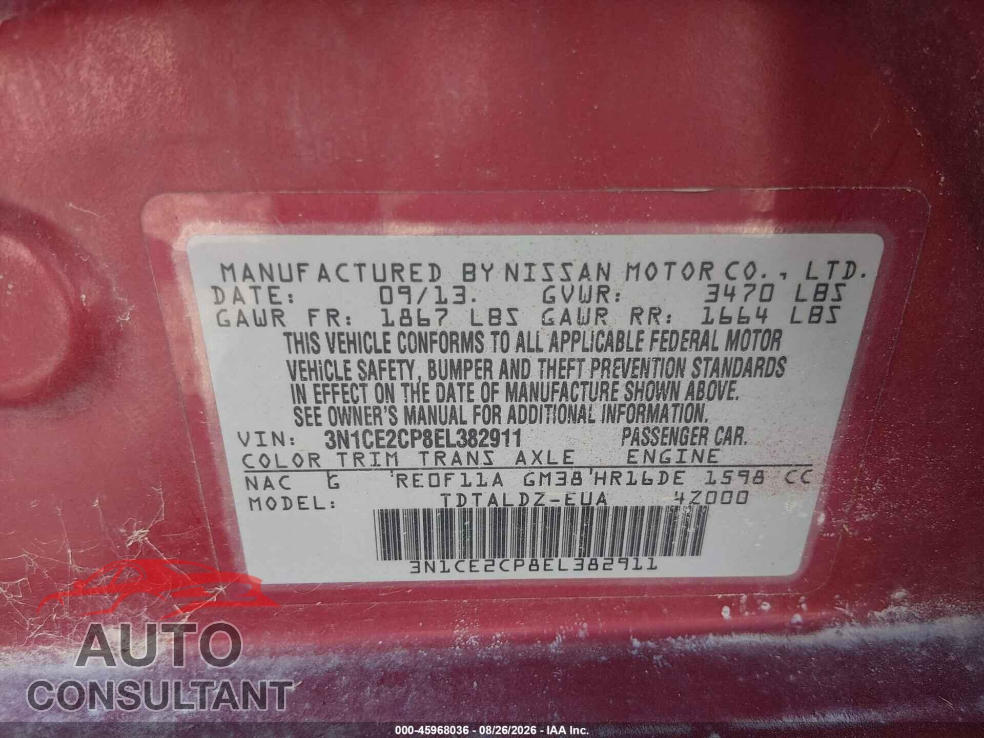 NISSAN VERSA NOTE 2014 - 3N1CE2CP8EL382911