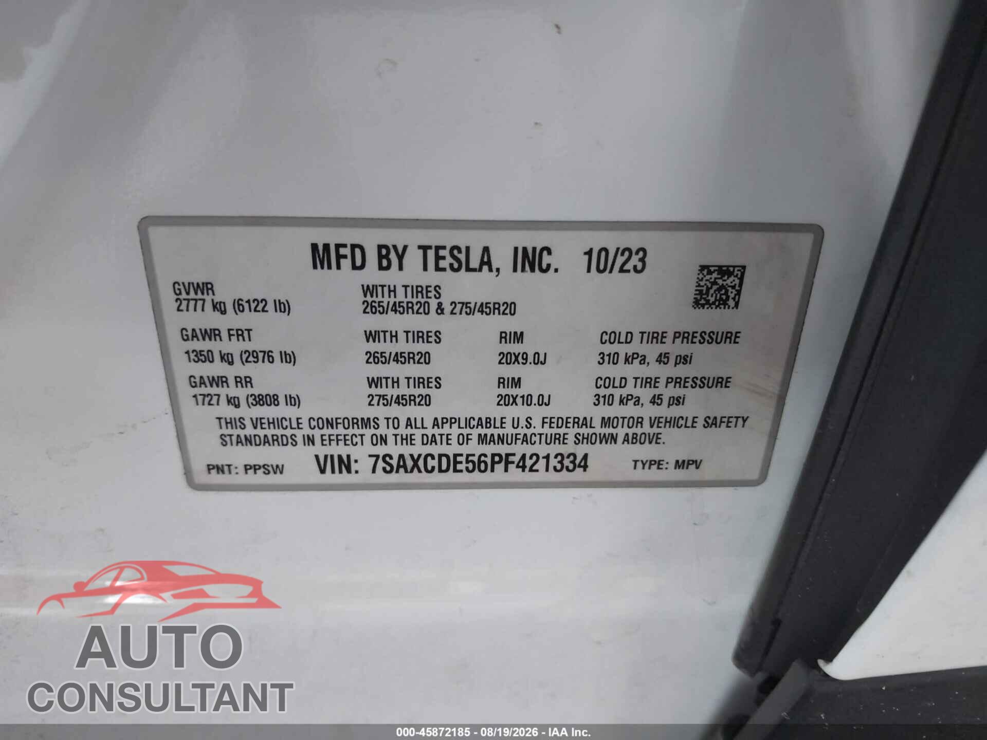 TESLA MODEL X 2023 - 7SAXCDE56PF421334