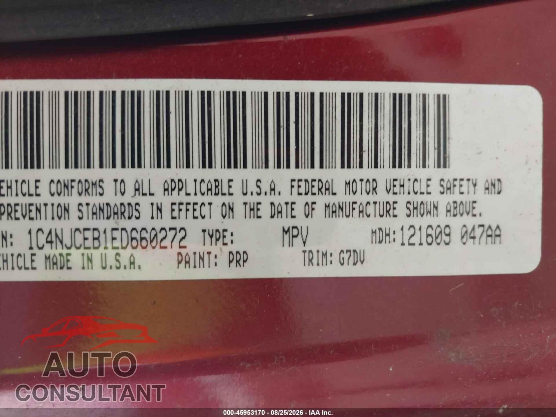 JEEP COMPASS 2014 - 1C4NJCEB1ED660272