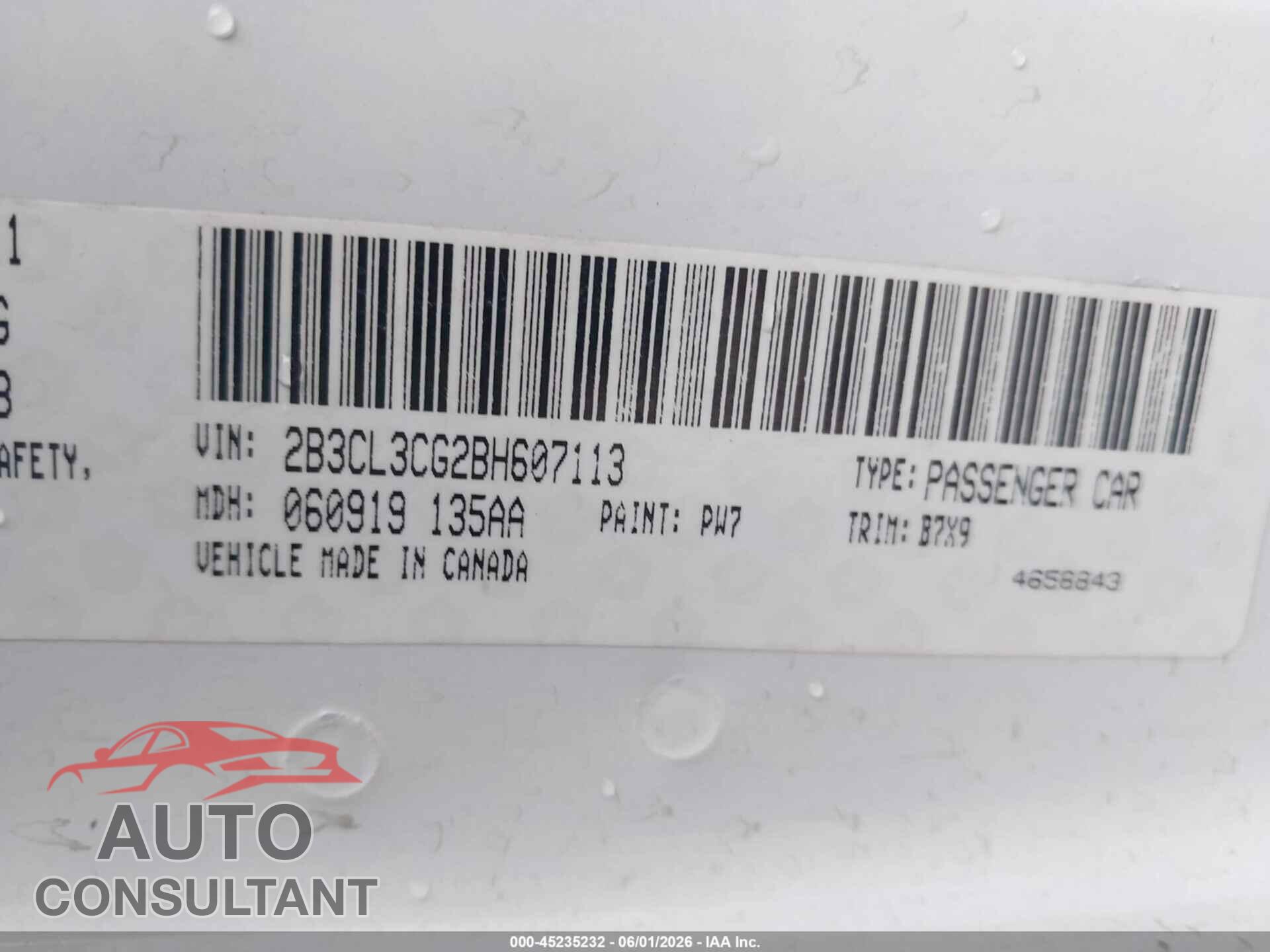 DODGE CHARGER 2011 - 2B3CL3CG2BH607113