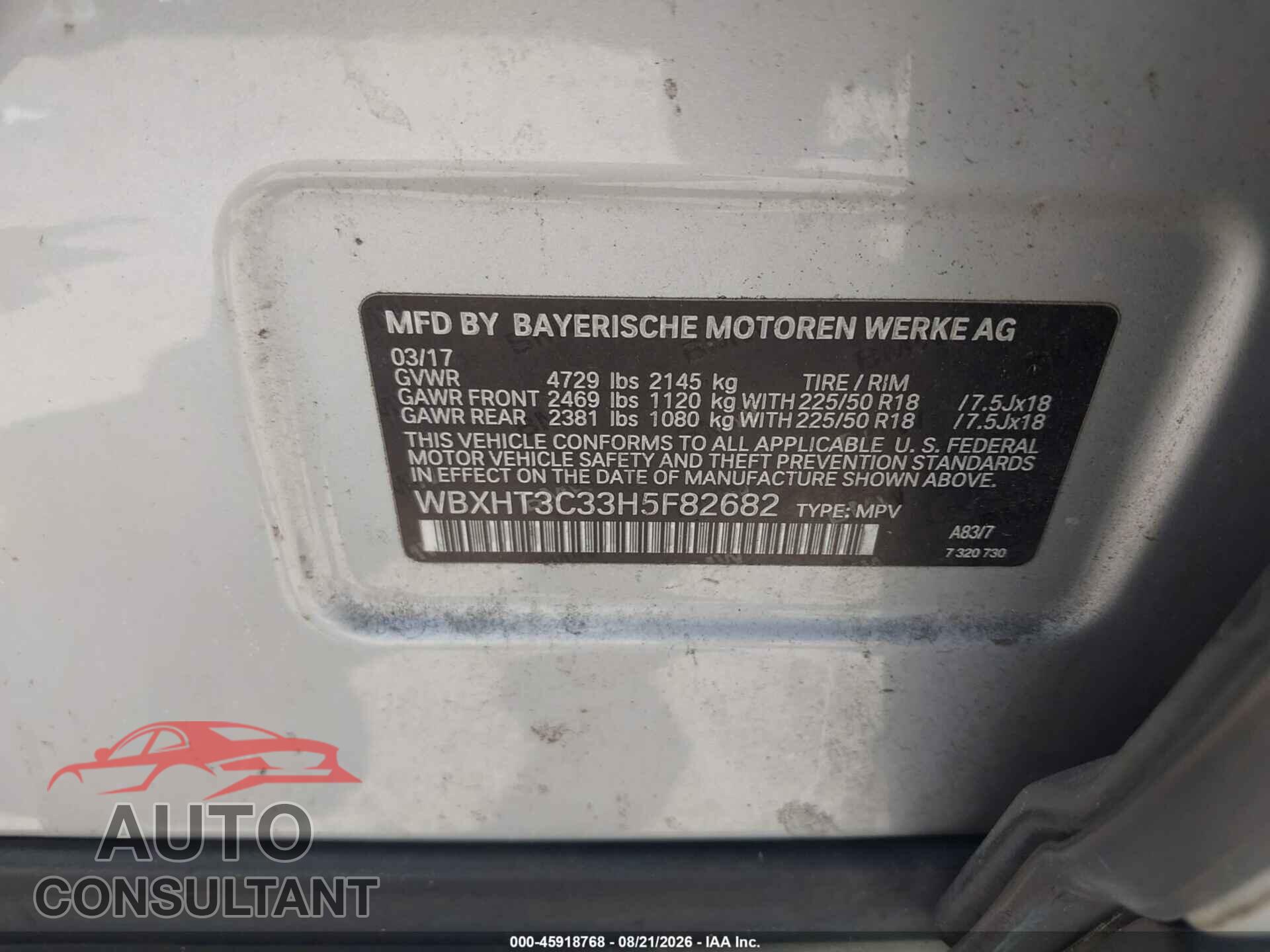 BMW X1 2017 - WBXHT3C33H5F82682