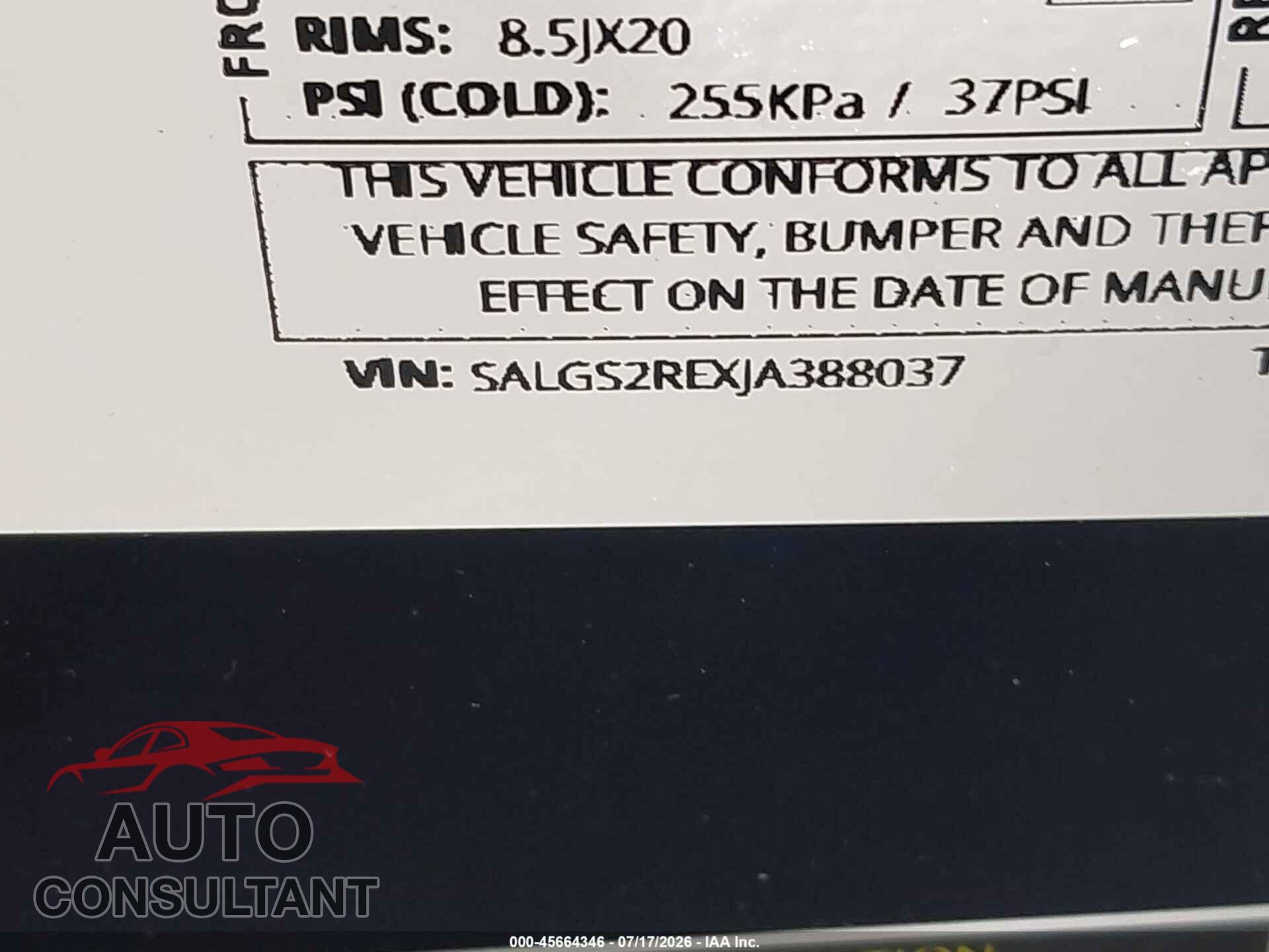LAND ROVER RANGE ROVER 2018 - SALGS2REXJA388037