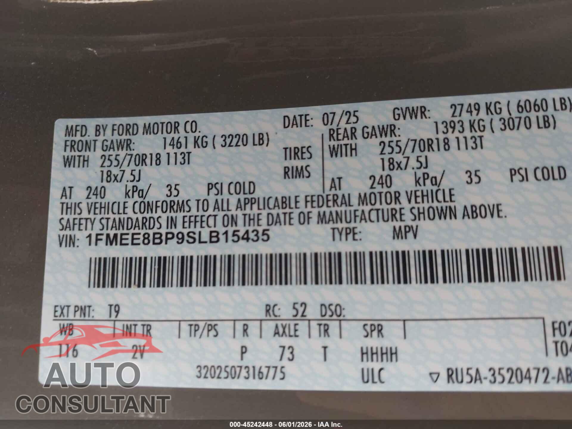 FORD BRONCO 2025 - 1FMEE8BP9SLB15435