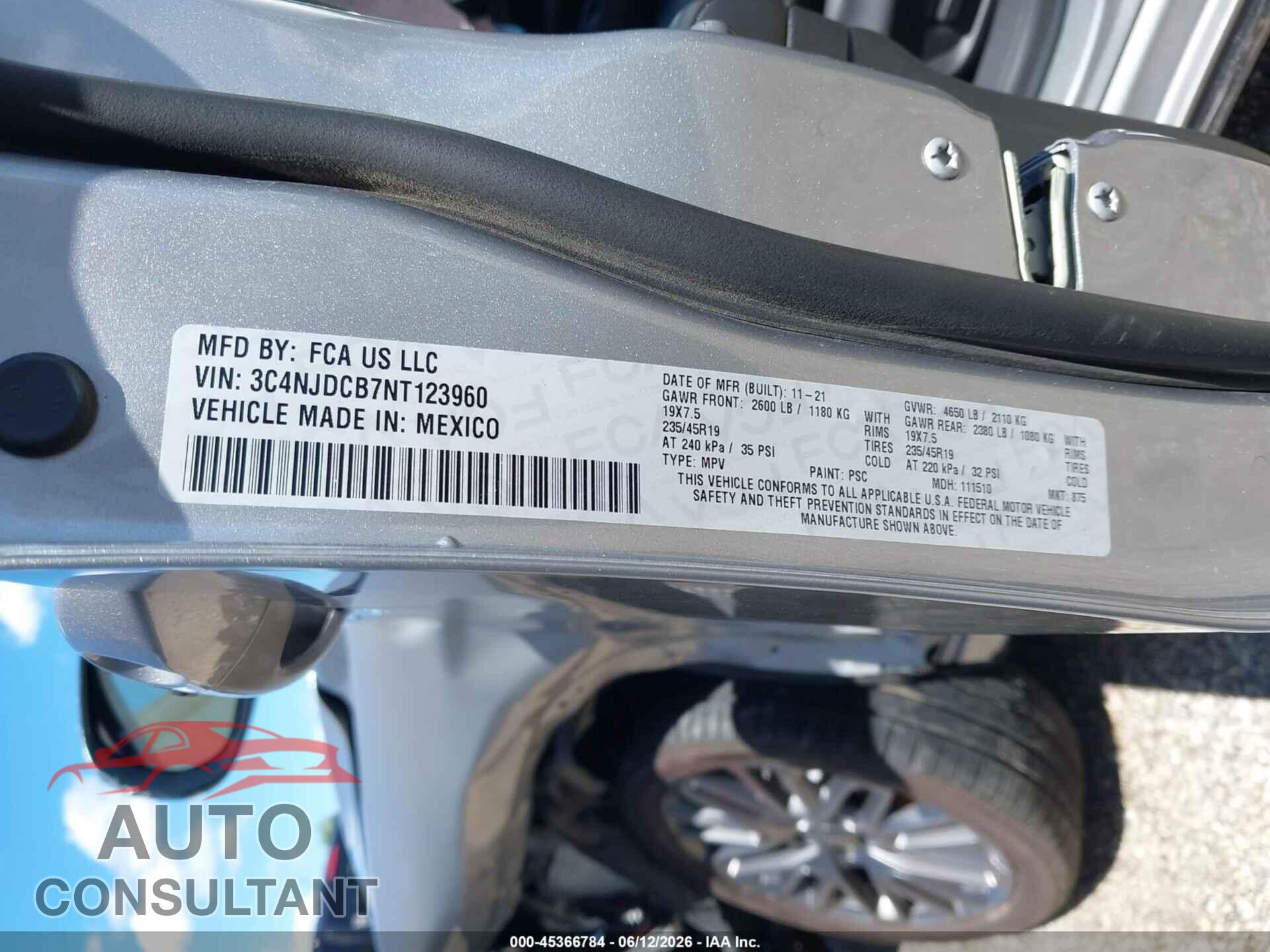 JEEP COMPASS 2022 - 3C4NJDCB7NT123960