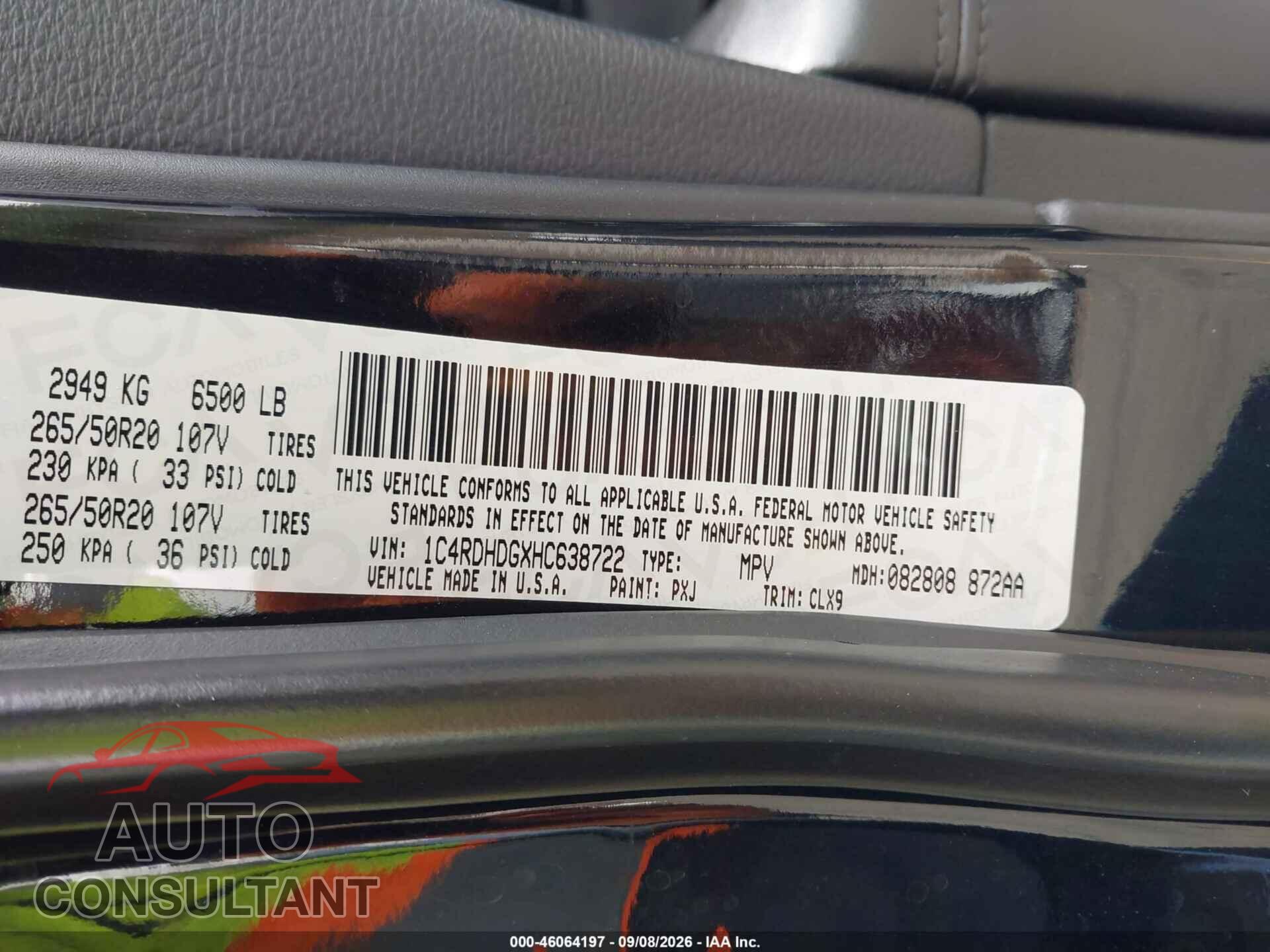 DODGE DURANGO 2017 - 1C4RDHDGXHC638722