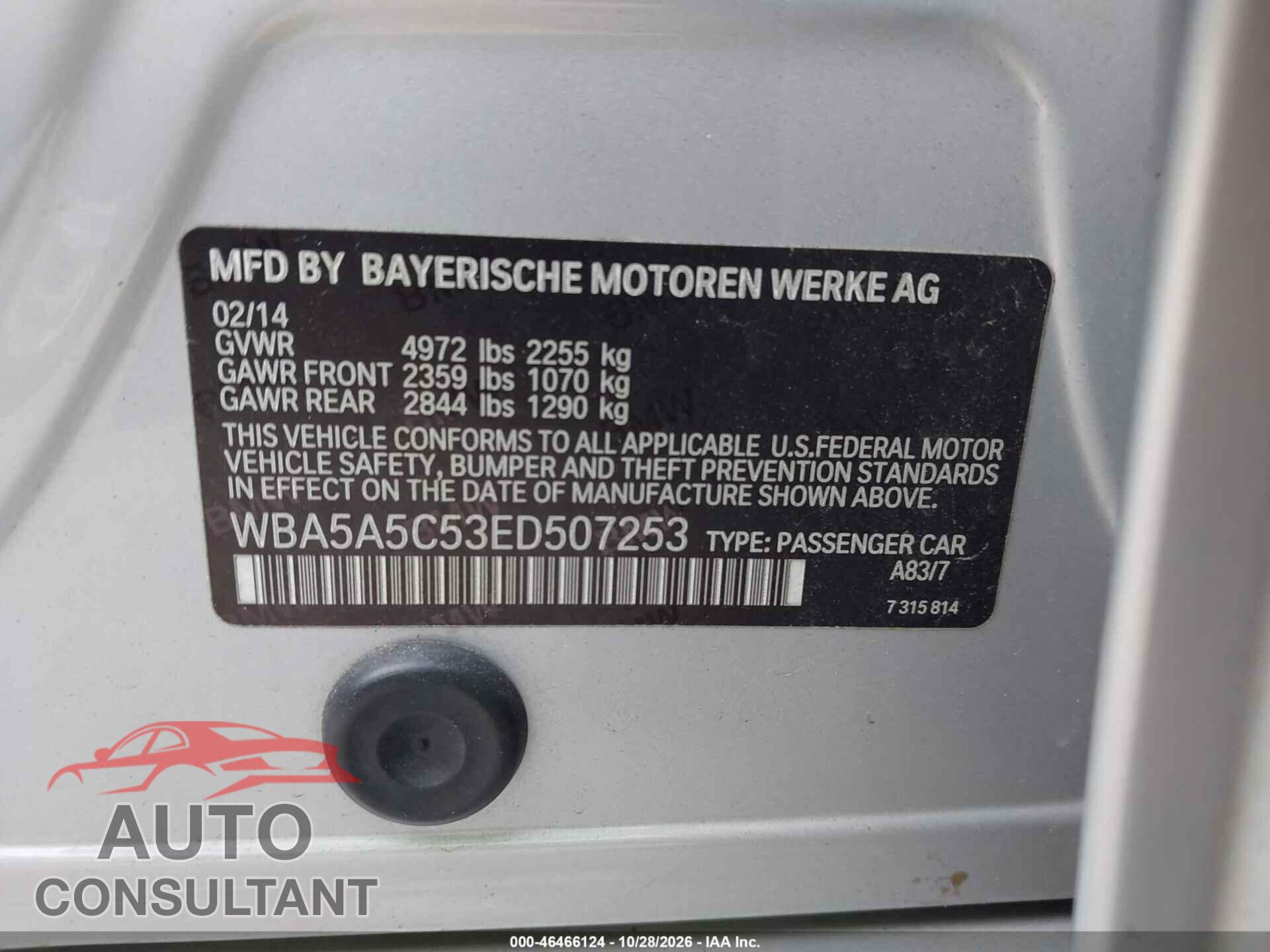 BMW 528I 2014 - WBA5A5C53ED507253