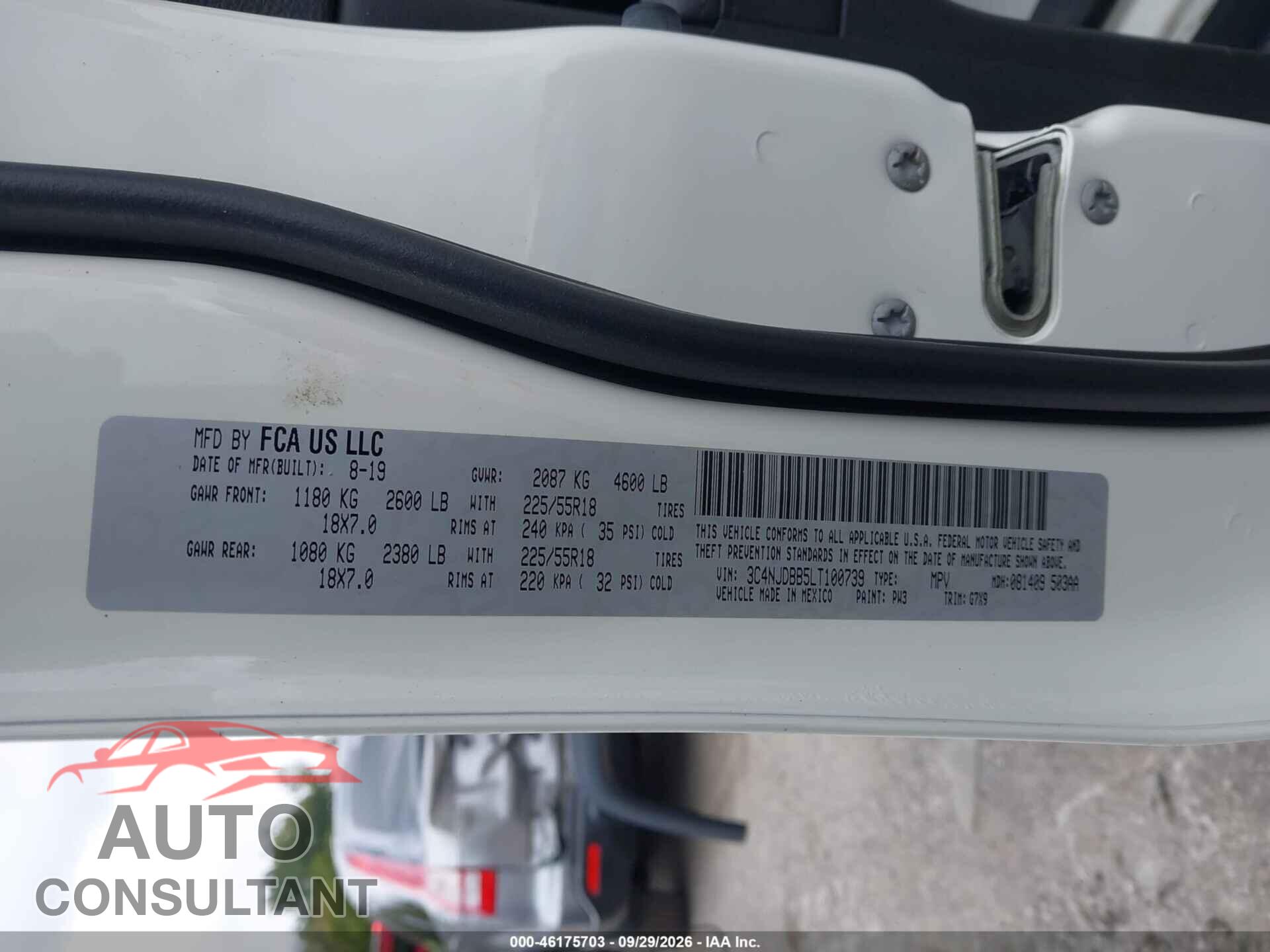 JEEP COMPASS 2020 - 3C4NJDBB5LT100739