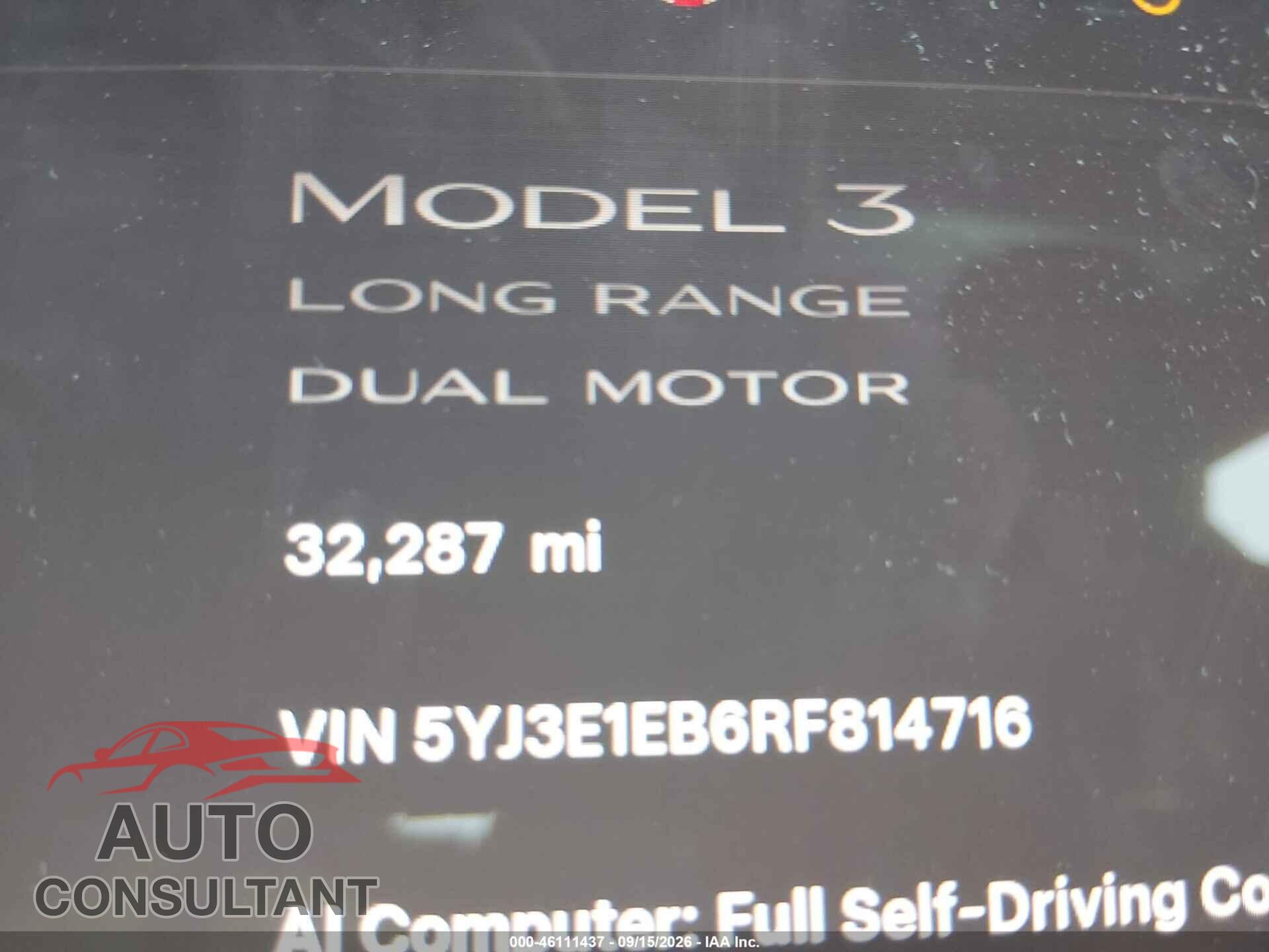TESLA MODEL 3 2024 - 5YJ3E1EB6RF814716