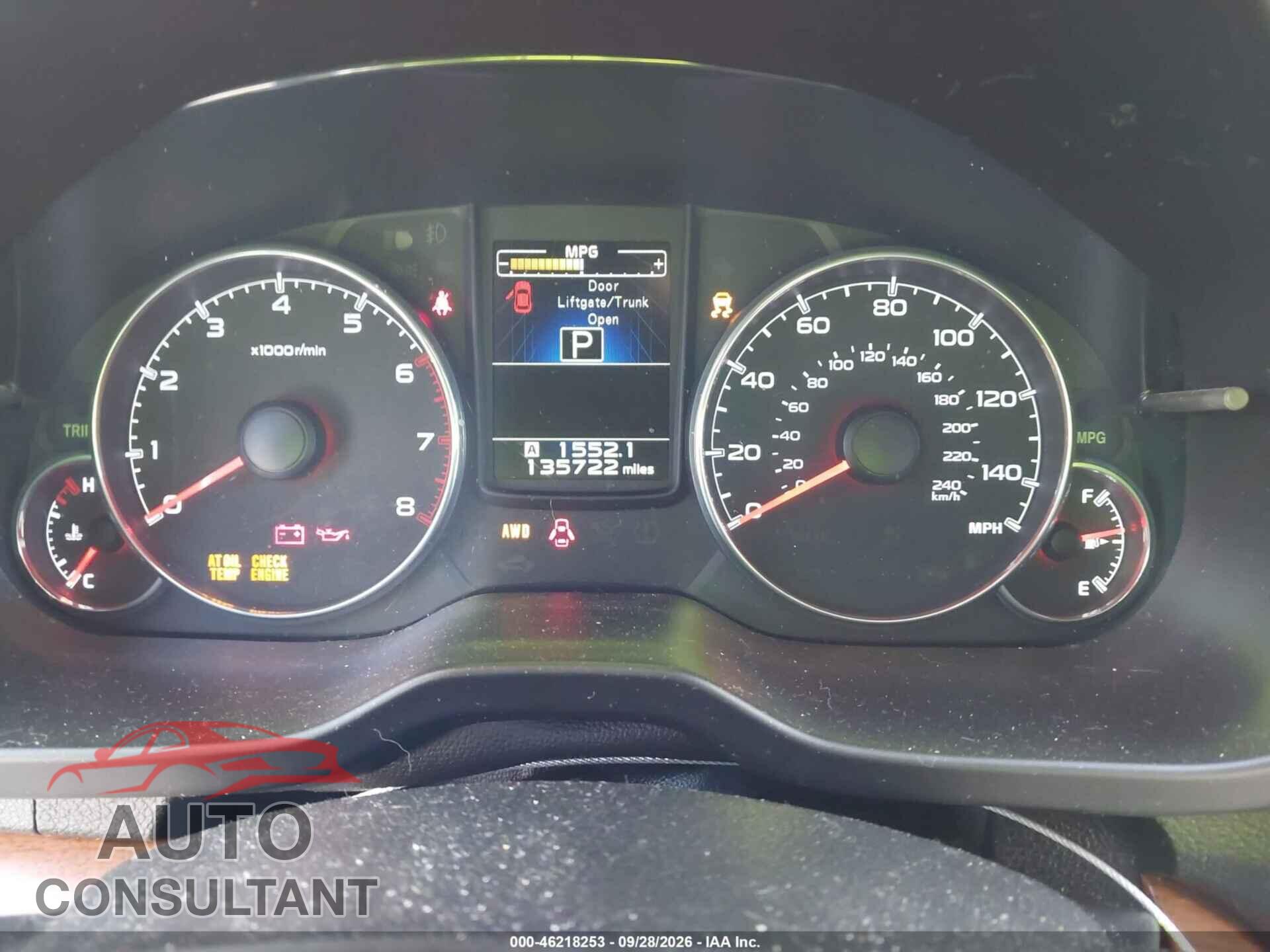 SUBARU OUTBACK 2013 - 4S4BRBKC5D3216329