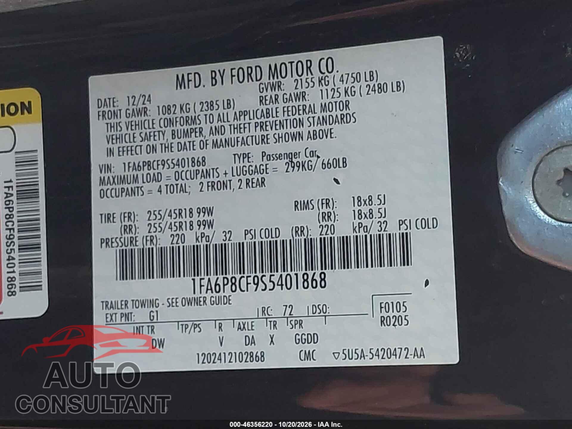 FORD MUSTANG 2025 - 1FA6P8CF9S5401868