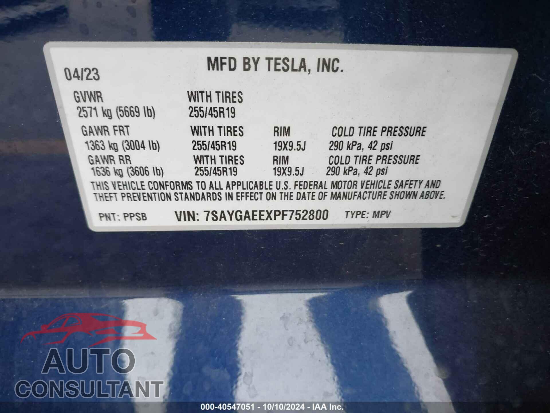 TESLA MODEL Y 2023 - 7SAYGAEEXPF752800