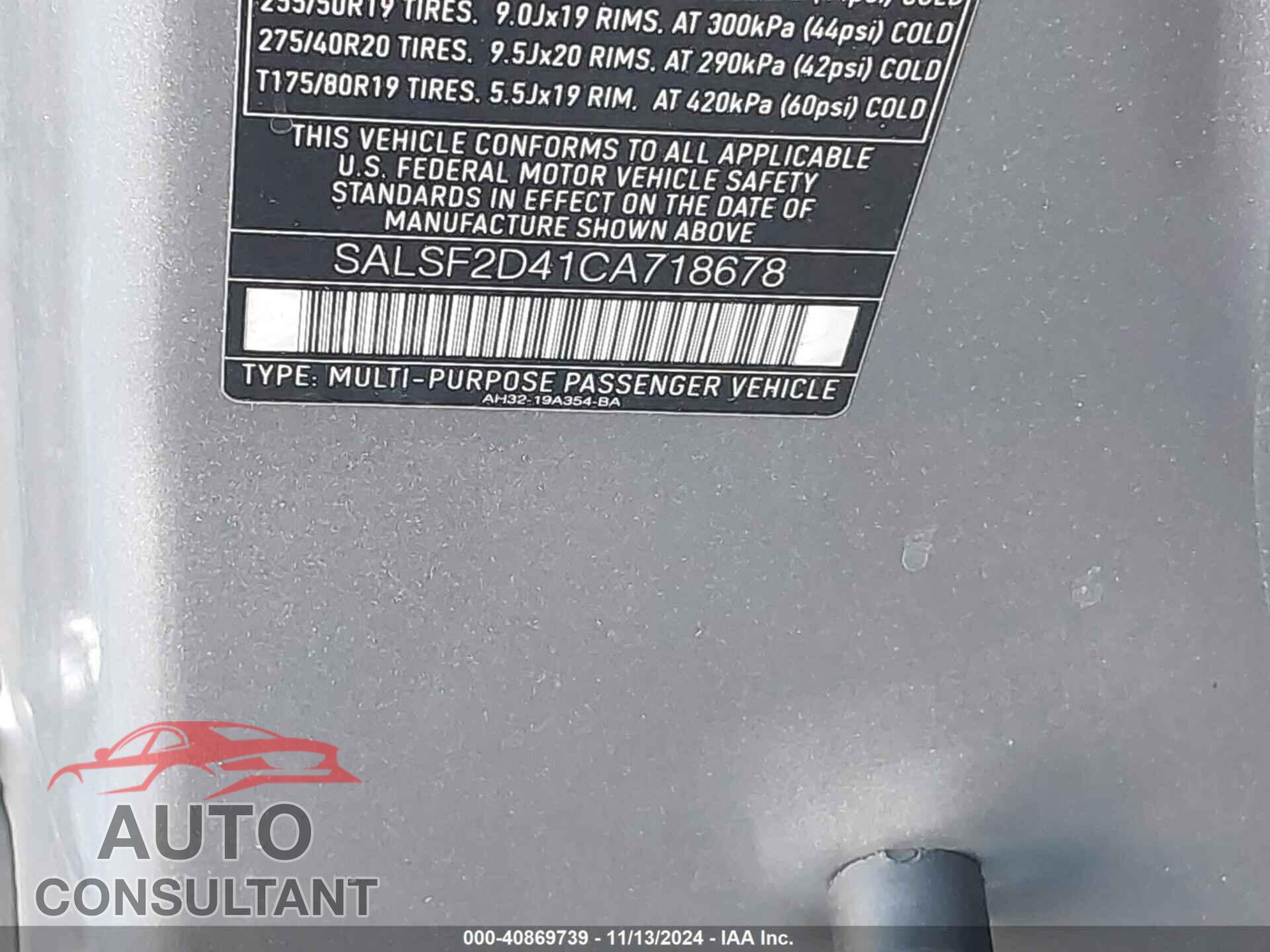 LAND ROVER RANGE ROVER SPORT 2012 - SALSF2D41CA718678