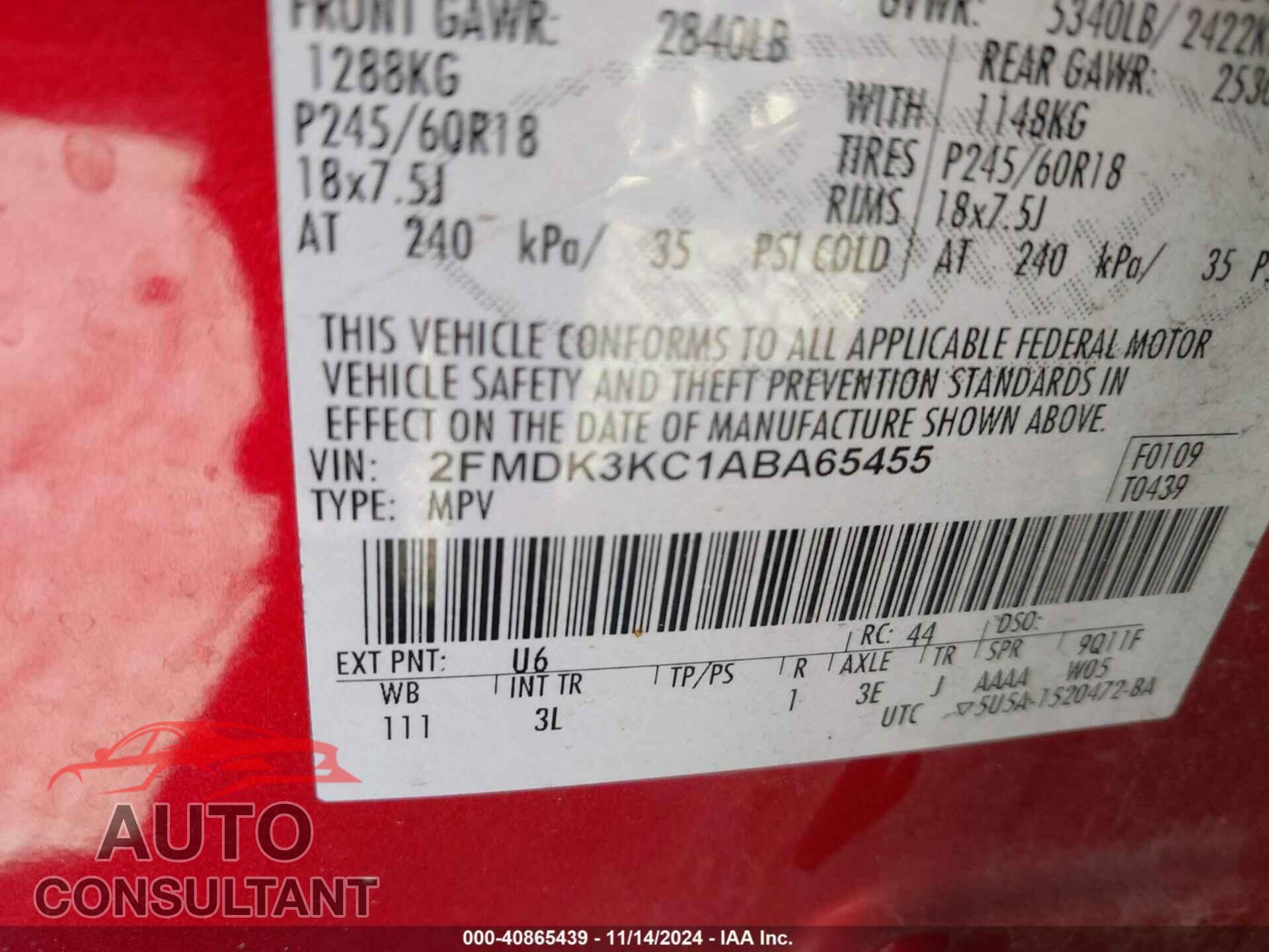 FORD EDGE 2010 - 2FMDK3KC1ABA65455