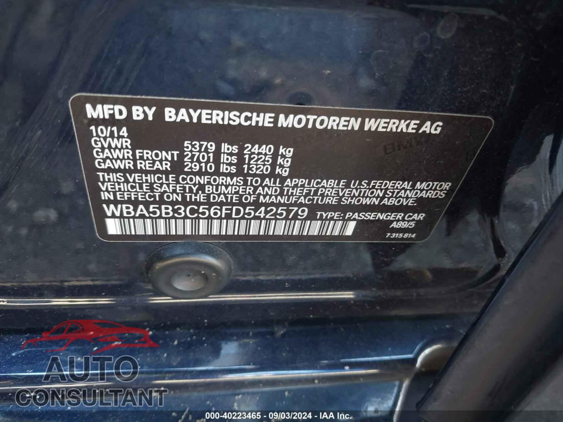 BMW 535I 2015 - WBA5B3C56FD542579