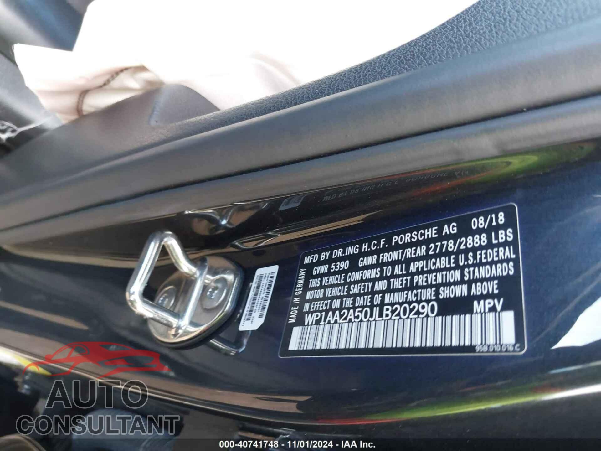 PORSCHE MACAN 2018 - WP1AA2A50JLB20290